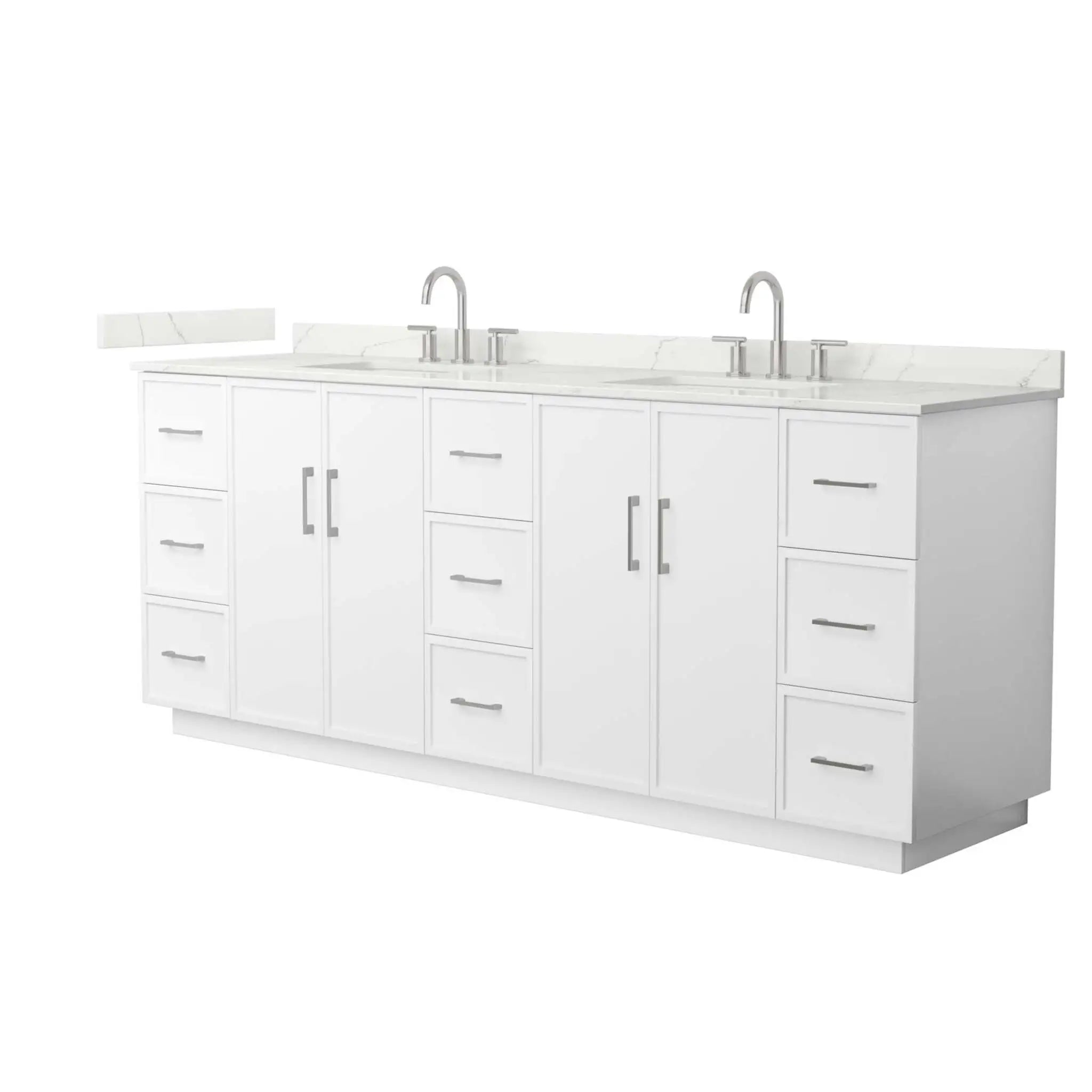 84" Elan TK Elan Double Bathroom Vanity with Toe Kick in White with Brushed Nickel Trim by Wyndham