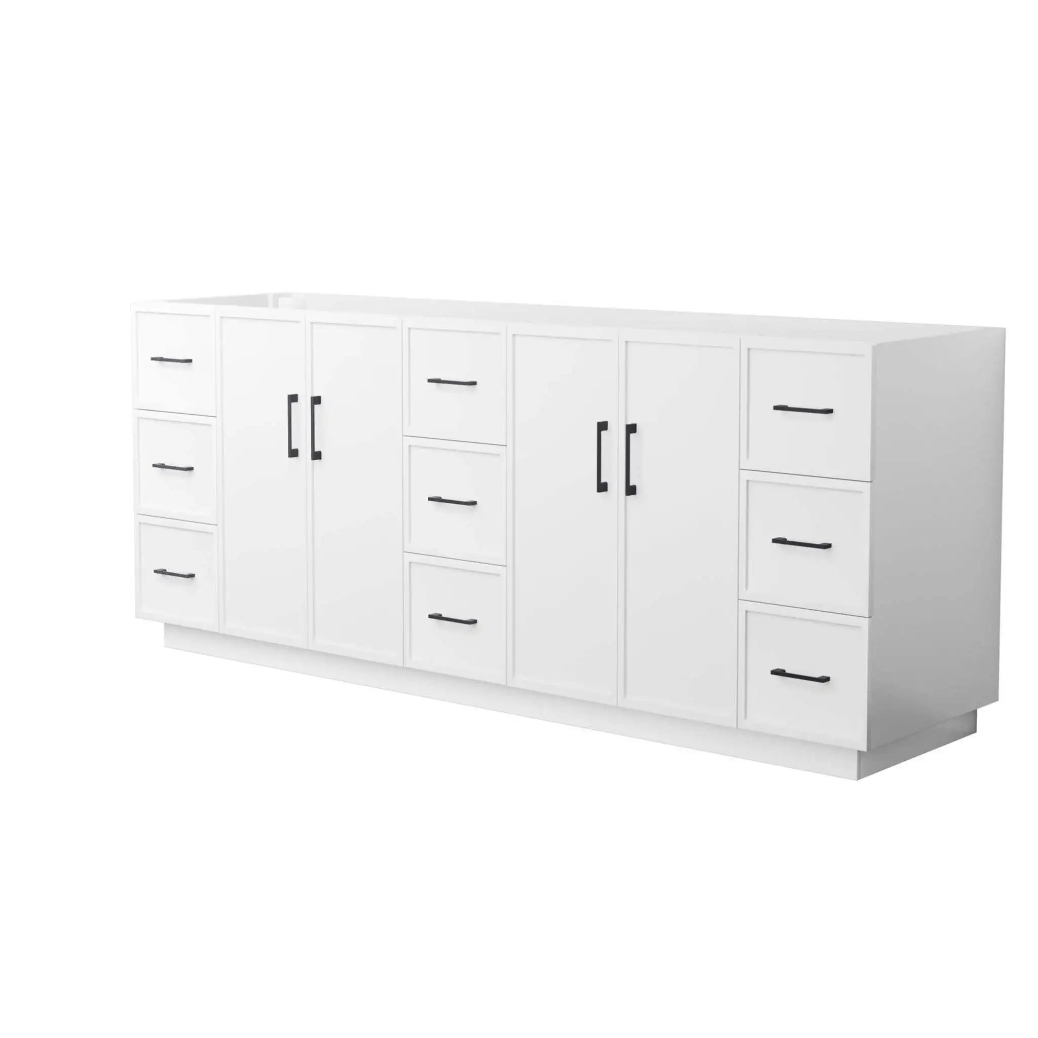 84" Elan TK Elan Double Bathroom Vanity with Toe Kick in White with Matte Black Trim by Wyndham