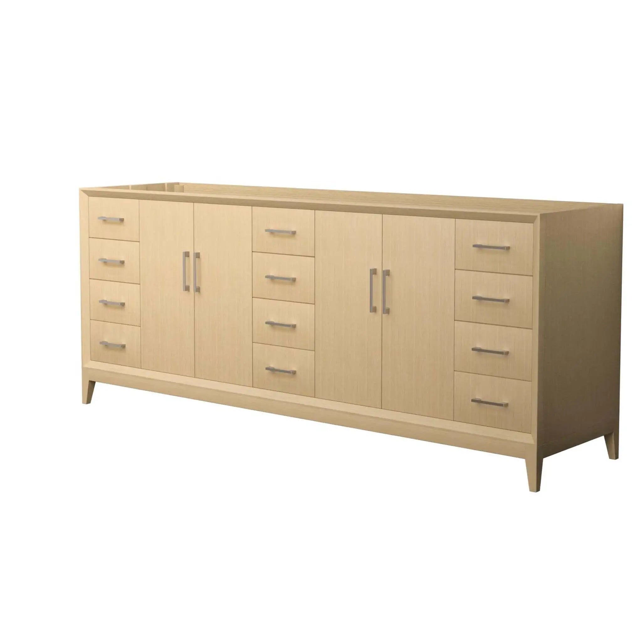 84" Janna Double Bathroom Vanity in White Oak with Brushed Nickel Trim by Wyndham