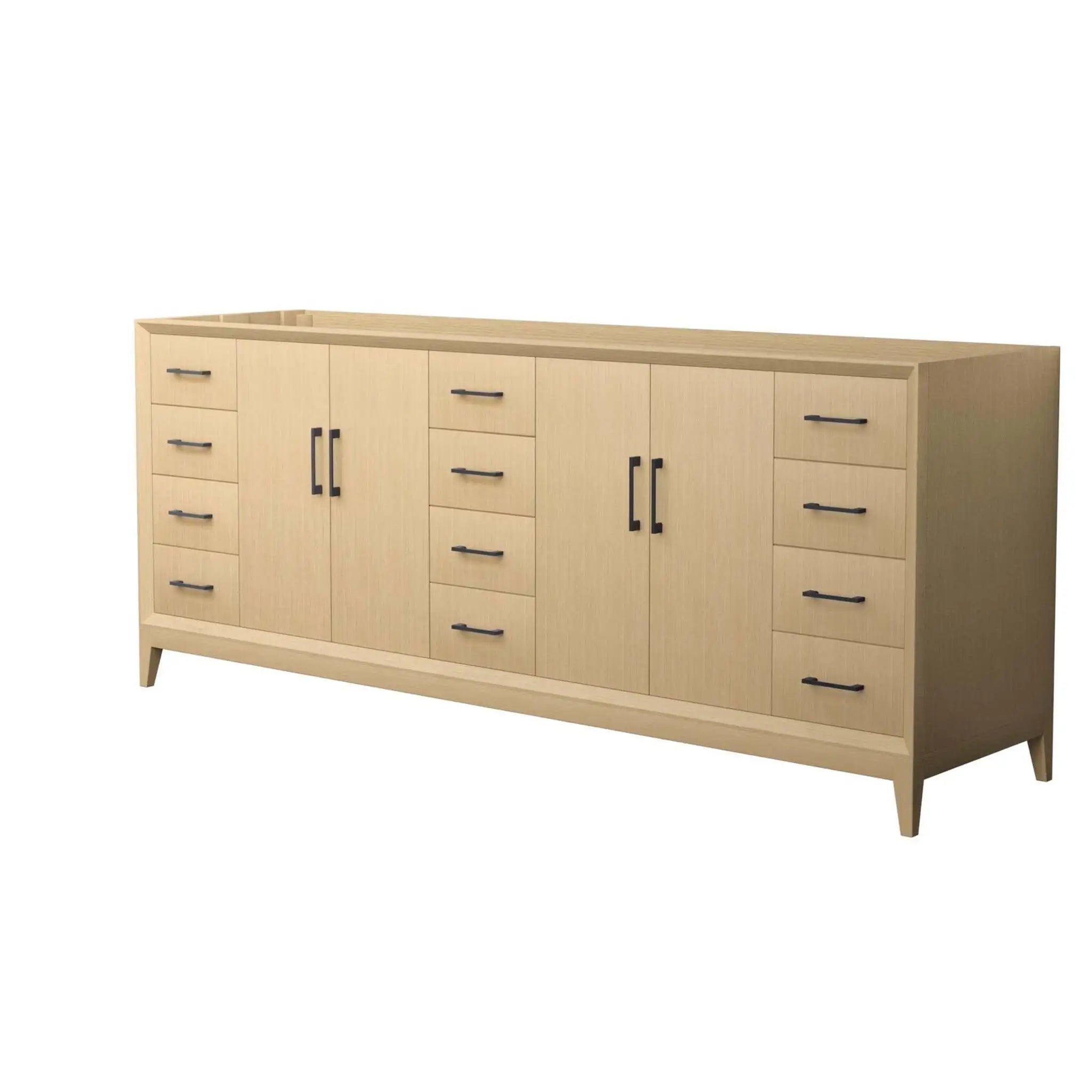 84" Janna Double Bathroom Vanity in White Oak with Matte Black Trim by Wyndham
