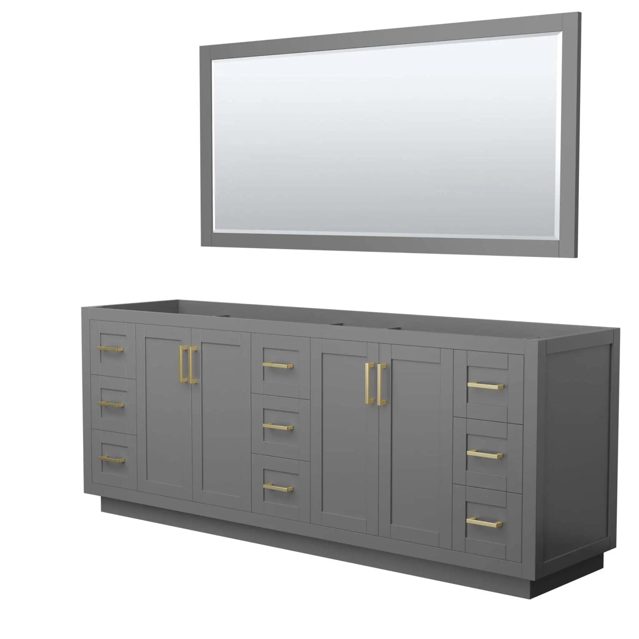 84" Miranda Double Bathroom Vanity in Dark Gray with Brushed Gold Trim & 70" Mirror by Wyndham