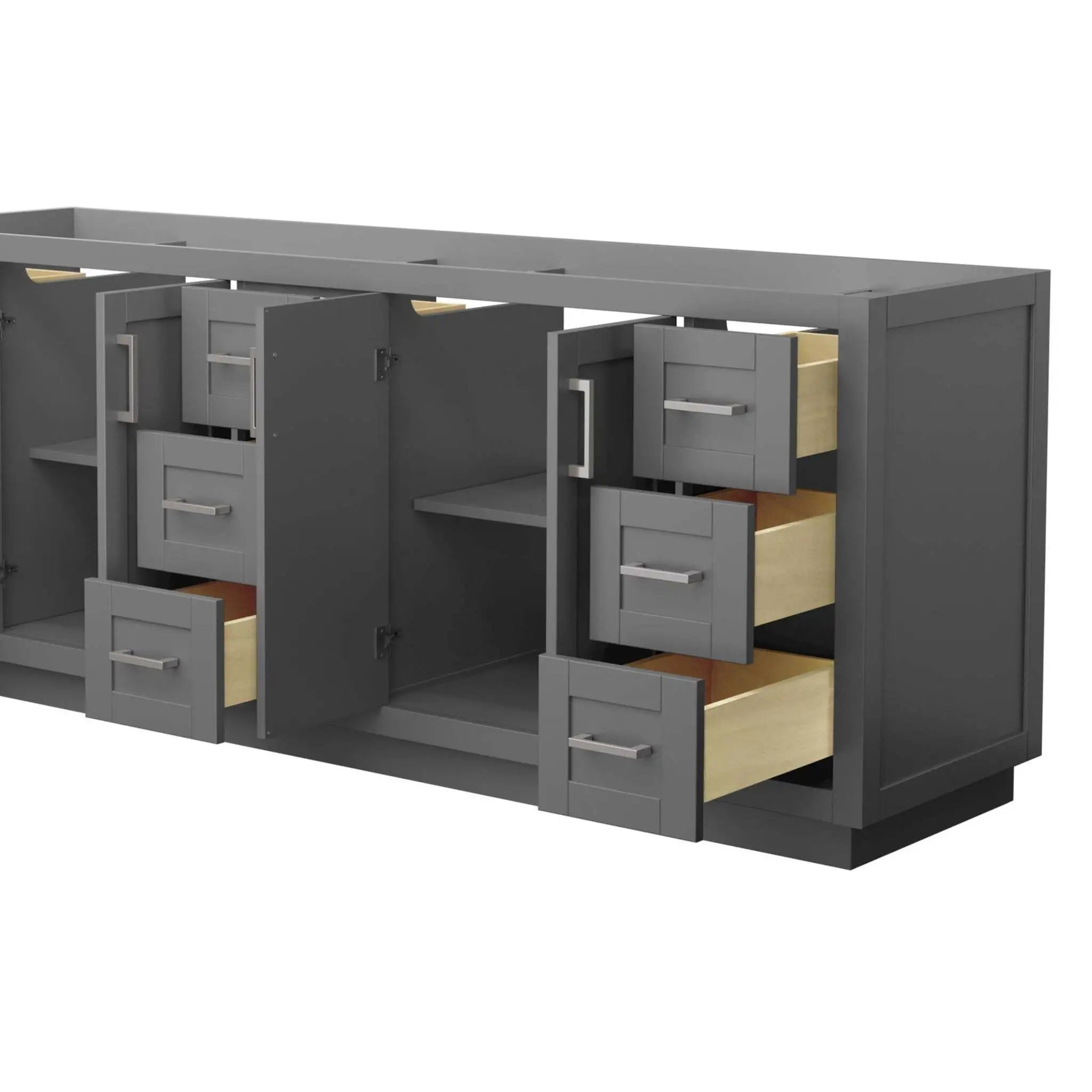 84" Miranda Double Bathroom Vanity in Dark Gray with Brushed Nickel Trim by Wyndham