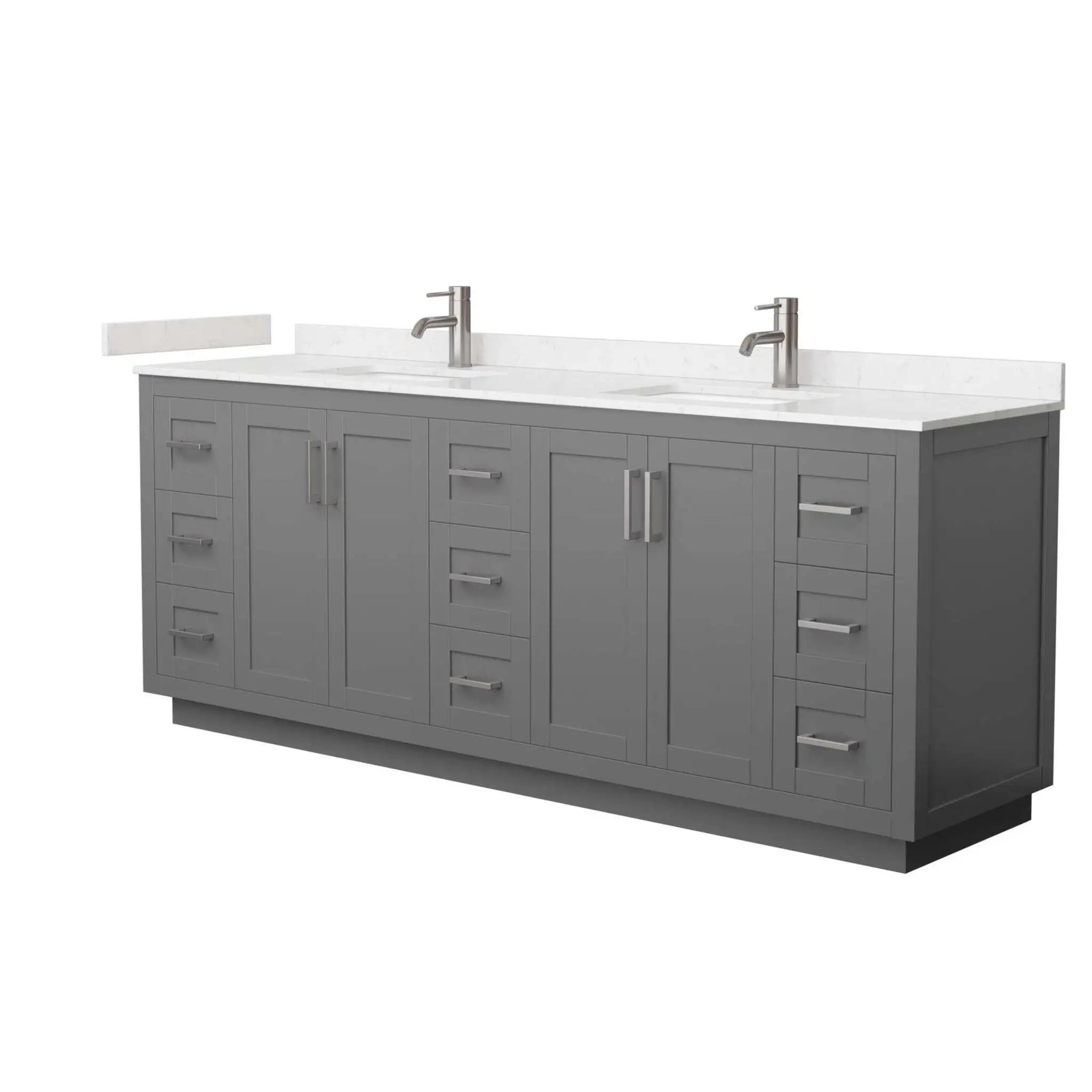 84" Miranda Double Bathroom Vanity in Dark Gray with Brushed Nickel Trim by Wyndham