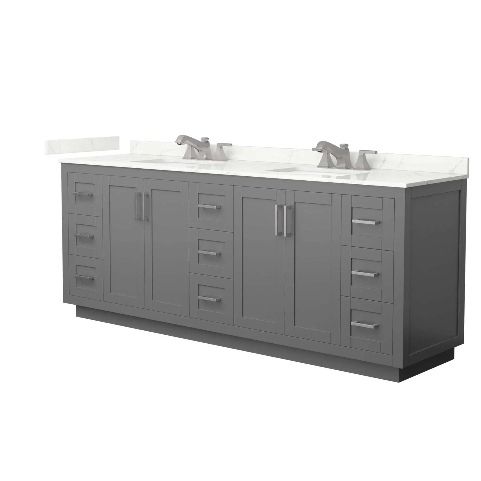 84" Miranda Double Bathroom Vanity in Dark Gray with Brushed Nickel Trim by Wyndham
