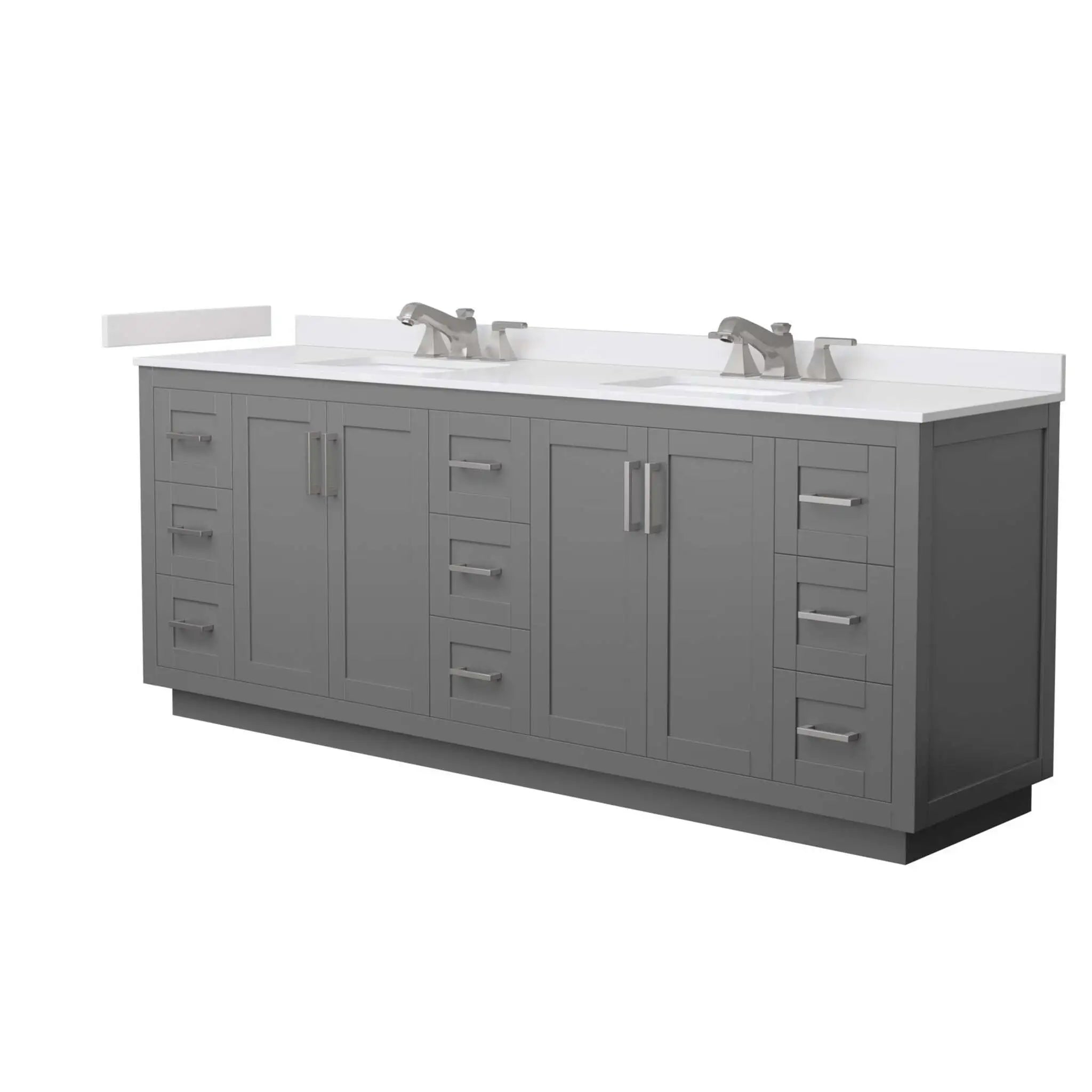 84" Miranda Double Bathroom Vanity in Dark Gray with Brushed Nickel Trim by Wyndham