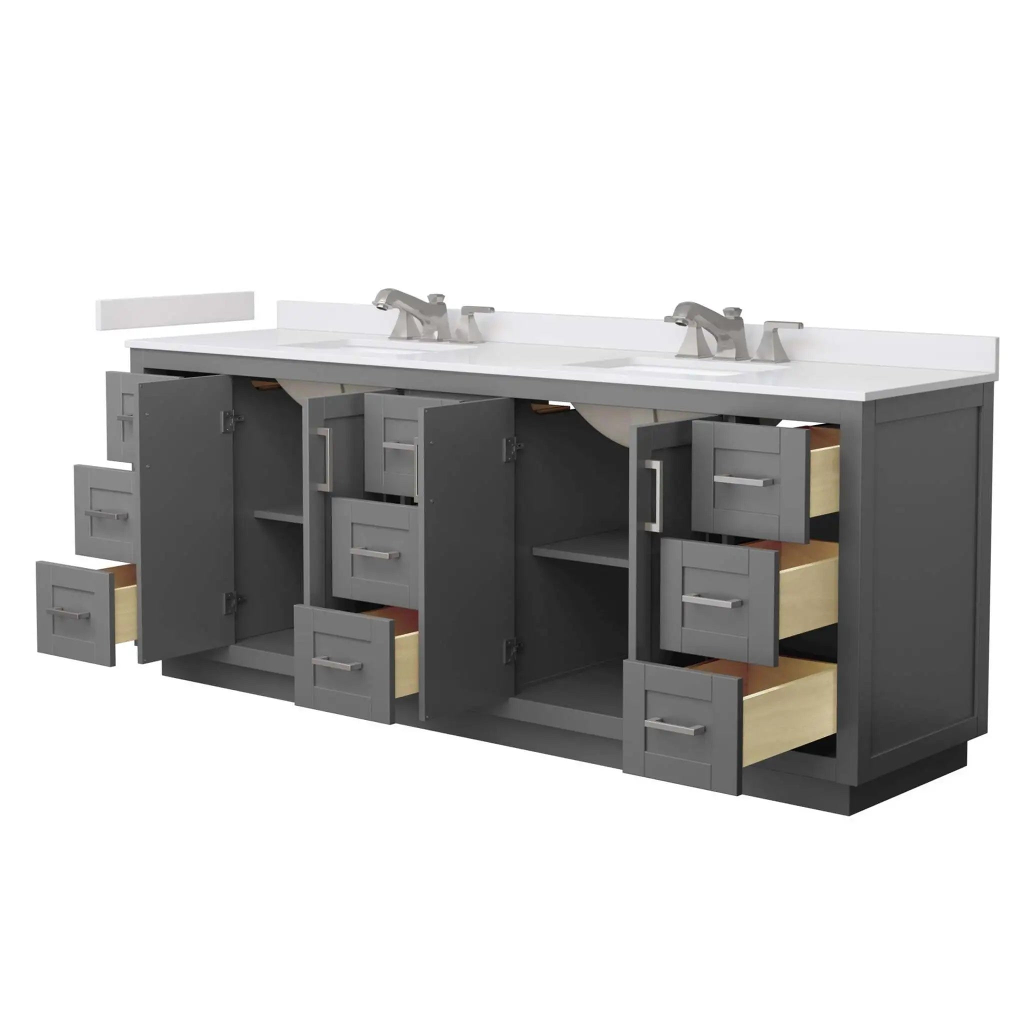 84" Miranda Double Bathroom Vanity in Dark Gray with Brushed Nickel Trim by Wyndham