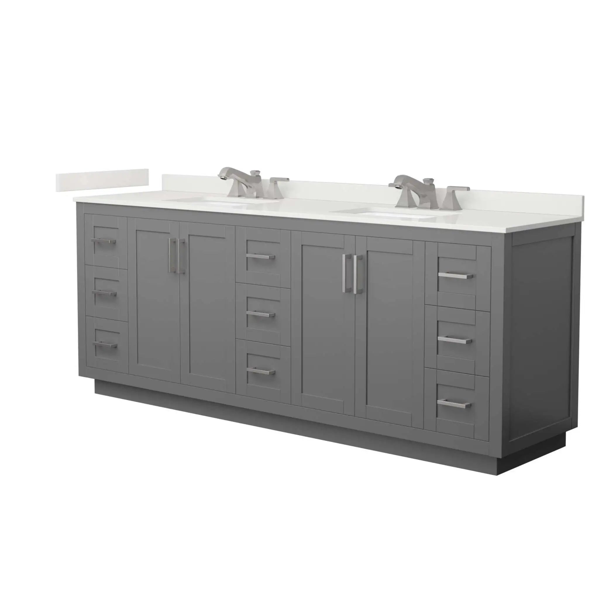 84" Miranda Double Bathroom Vanity in Dark Gray with Brushed Nickel Trim by Wyndham
