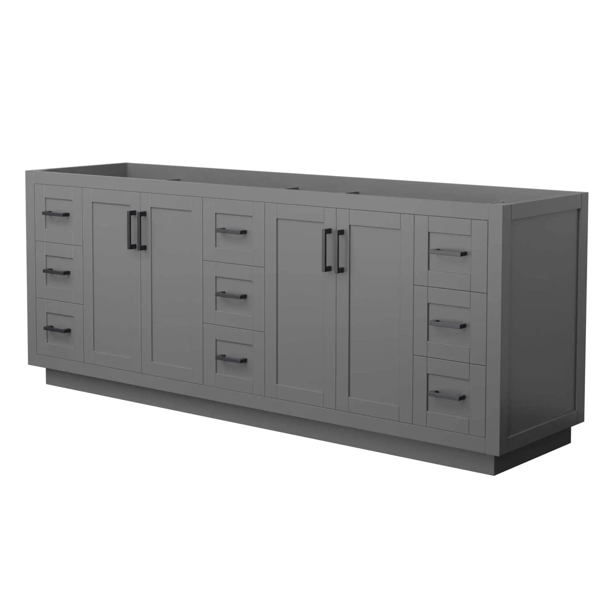 84" Miranda Double Bathroom Vanity in Dark Gray with Matte Black Trim by Wyndham