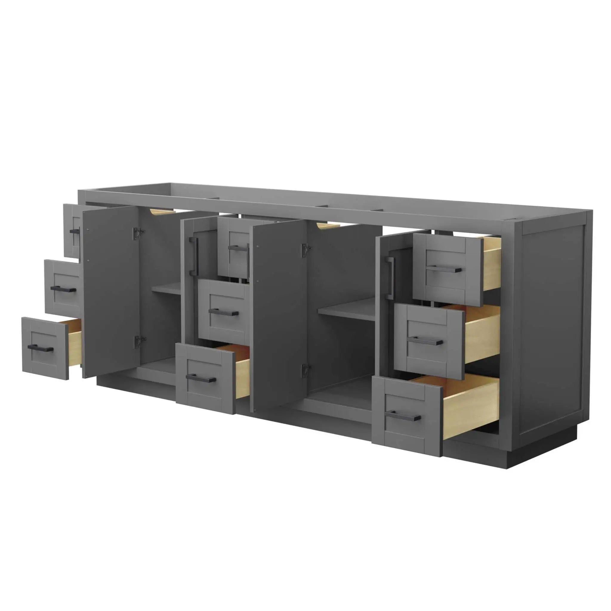 84" Miranda Double Bathroom Vanity in Dark Gray with Matte Black Trim by Wyndham