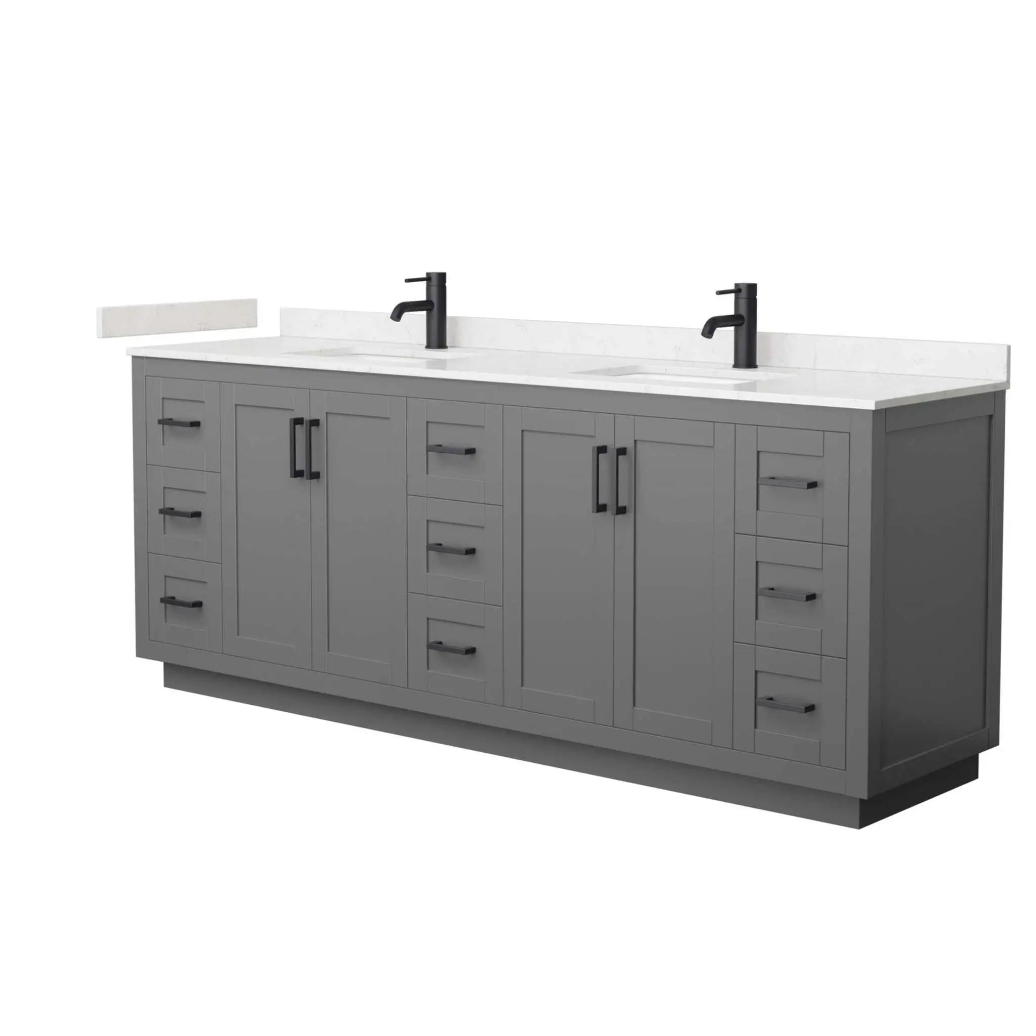 84" Miranda Double Bathroom Vanity in Dark Gray with Matte Black Trim by Wyndham