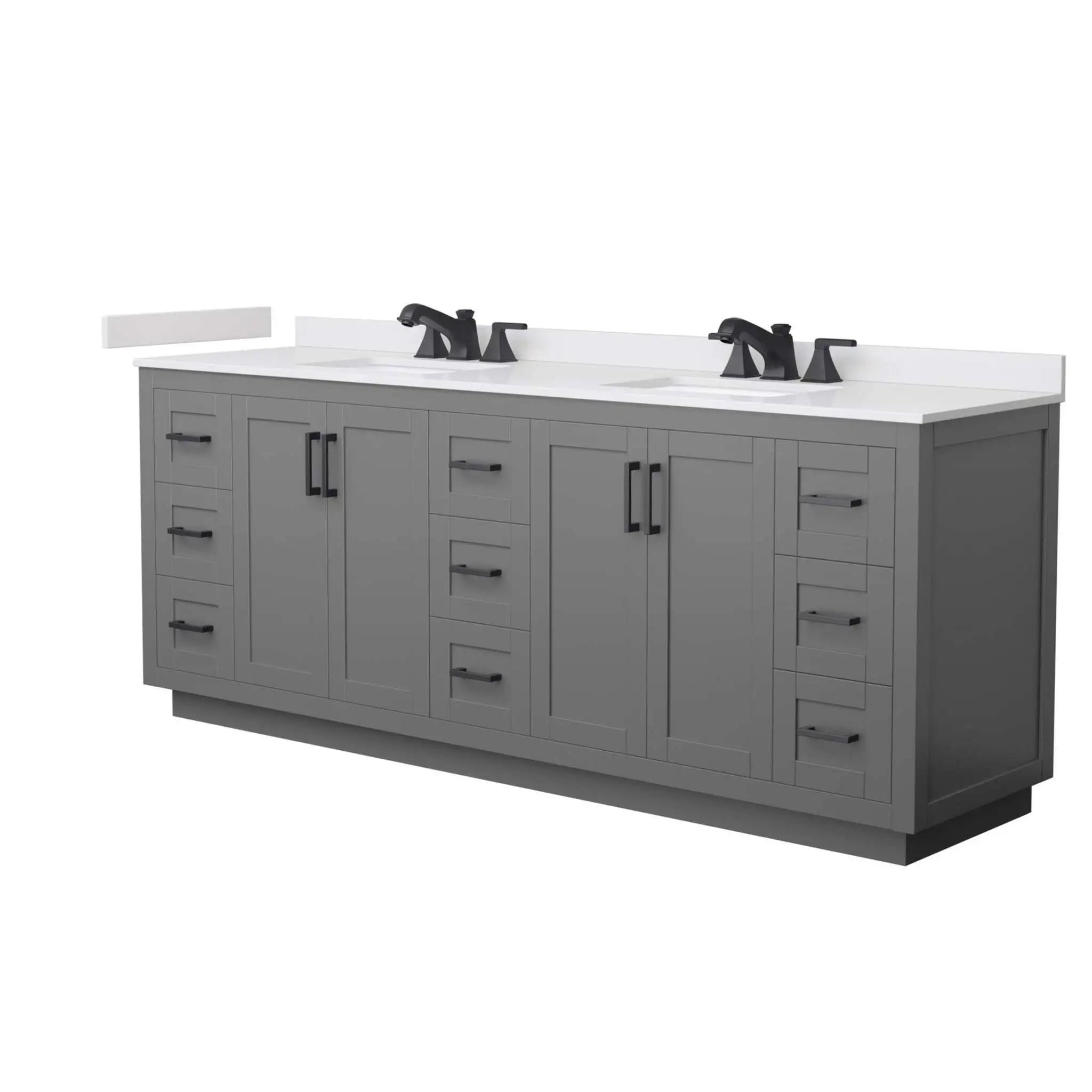 84" Miranda Double Bathroom Vanity in Dark Gray with Matte Black Trim by Wyndham