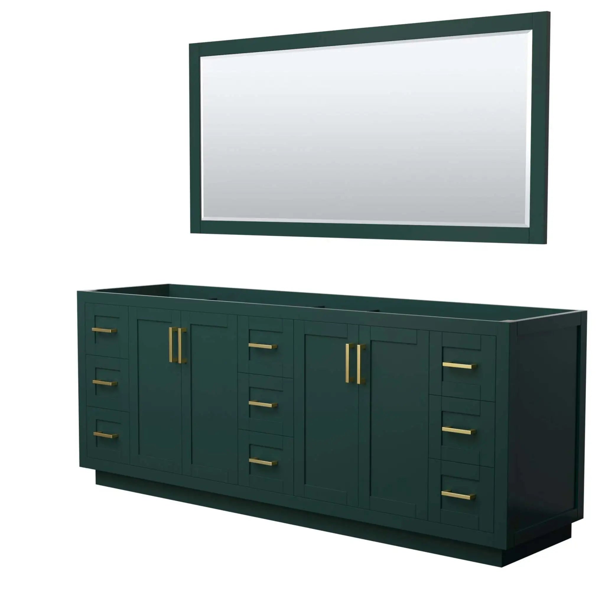84" Miranda Double Bathroom Vanity in Green with Brushed Gold Trim & 70" Mirror by Wyndham