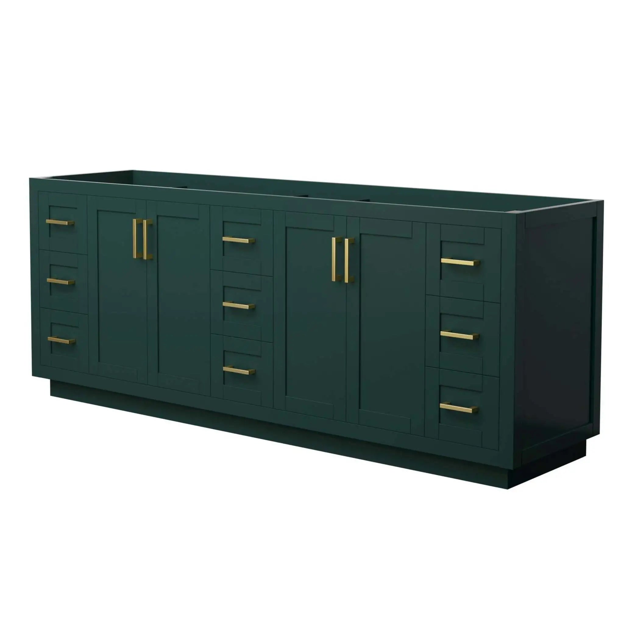 84" Miranda Double Bathroom Vanity in Green with Brushed Gold Trim by Wyndham
