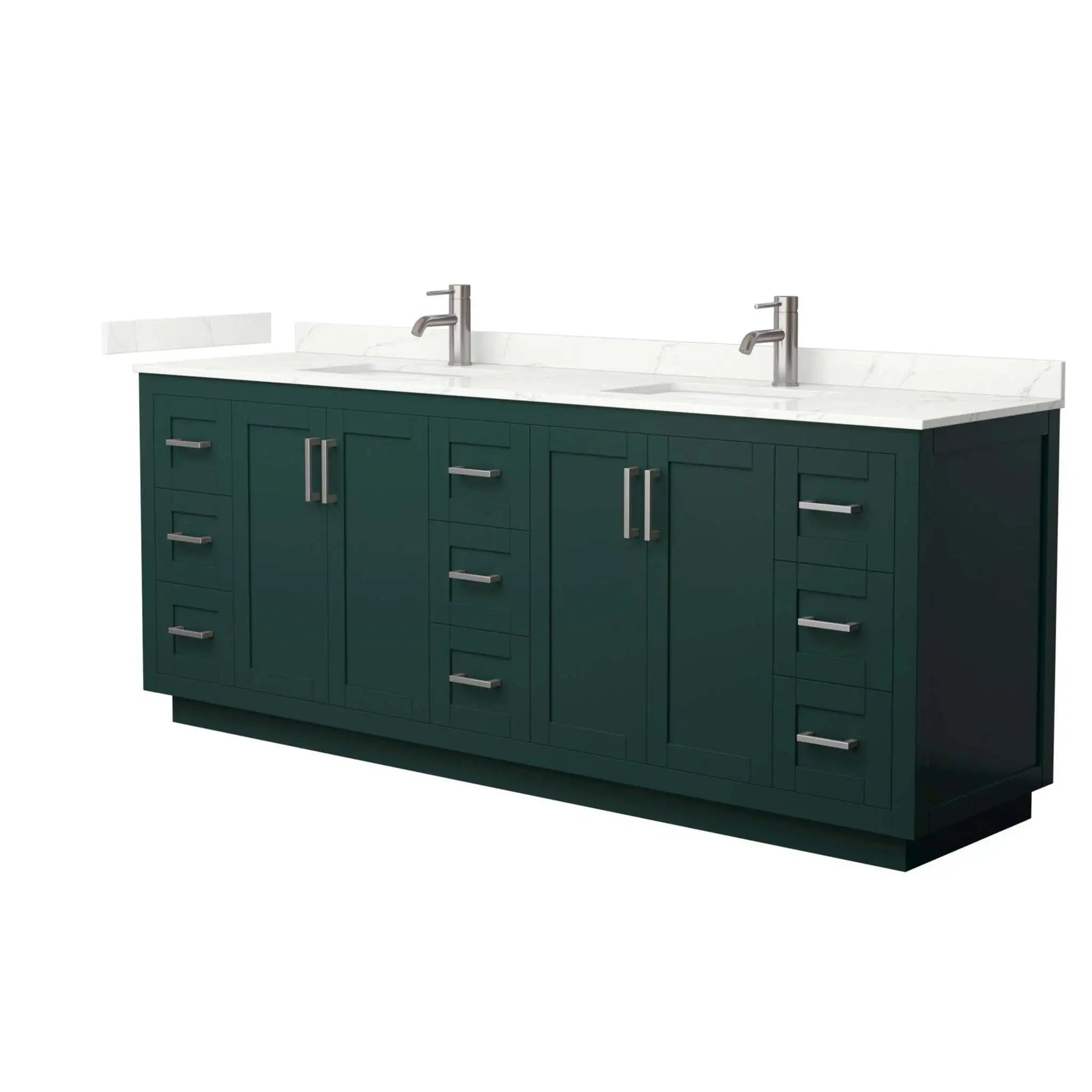 84" Miranda Double Bathroom Vanity in Green with Brushed Nickel Trim by Wyndham