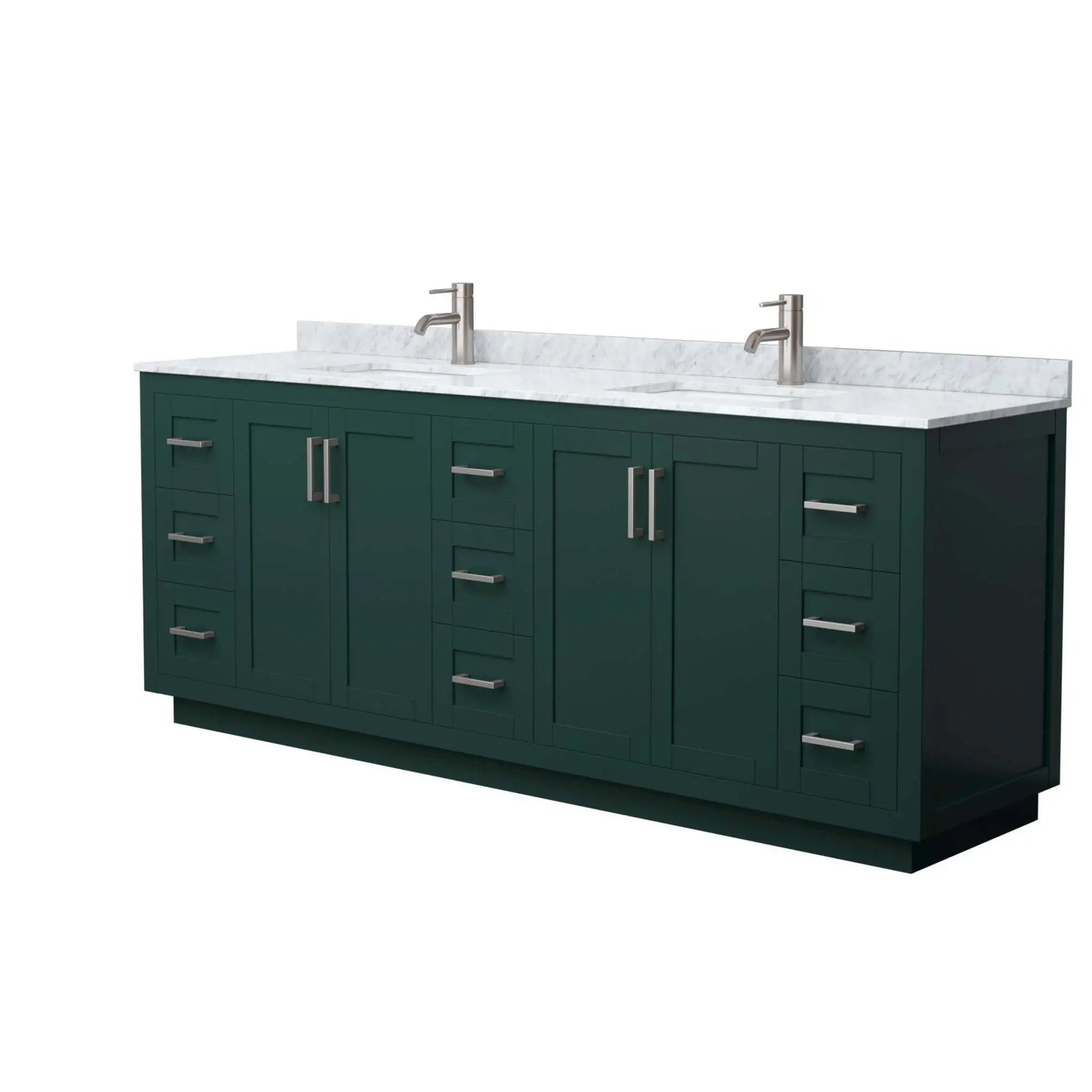 84" Miranda Double Bathroom Vanity in Green with Brushed Nickel Trim by Wyndham