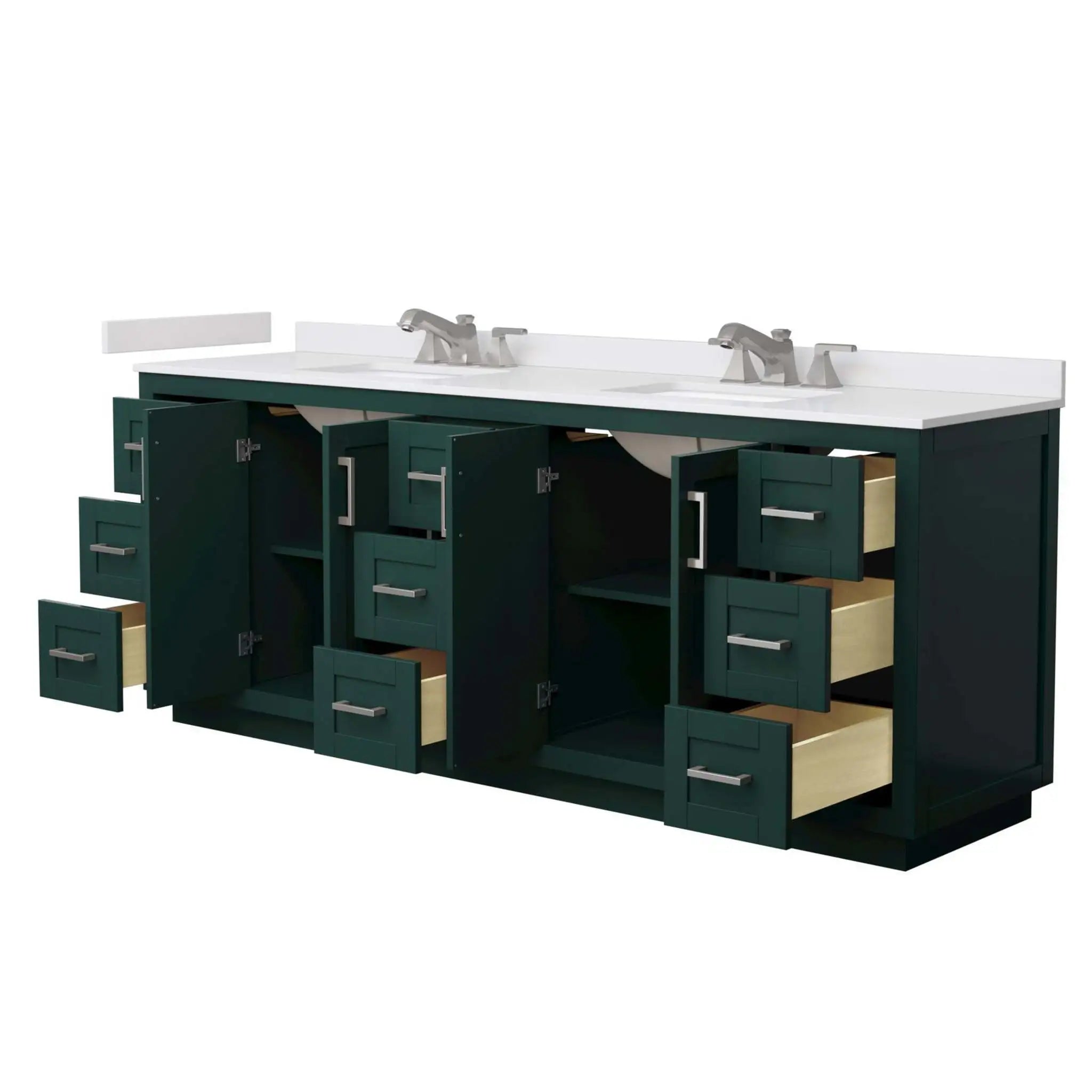 84" Miranda Double Bathroom Vanity in Green with Brushed Nickel Trim by Wyndham