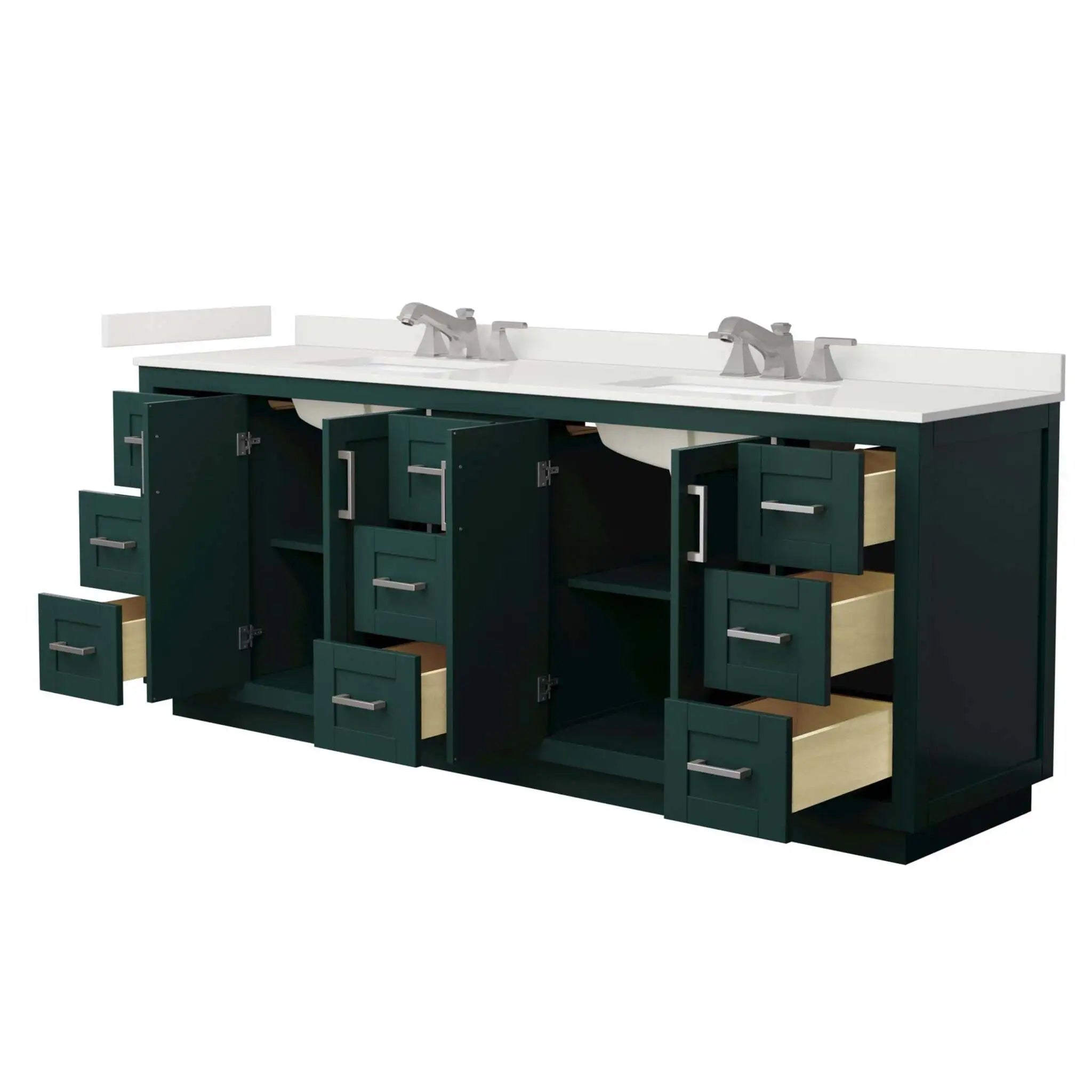 84" Miranda Double Bathroom Vanity in Green with Brushed Nickel Trim by Wyndham