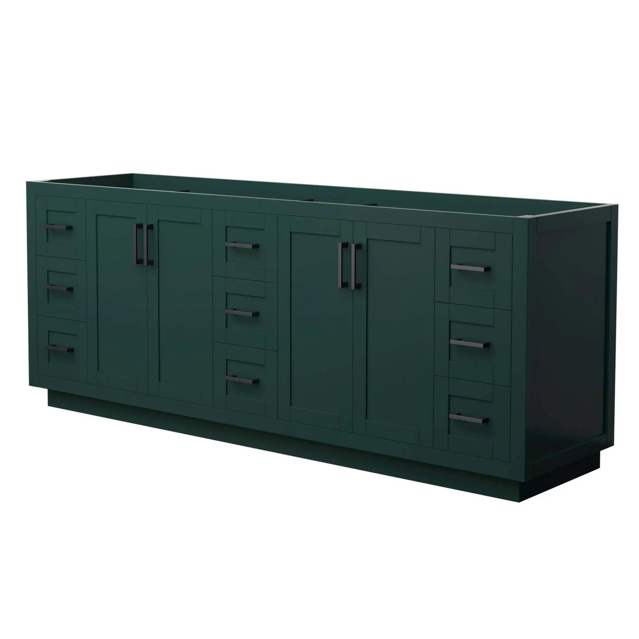 84" Miranda Double Bathroom Vanity in Green with Matte Black Trim by Wyndham