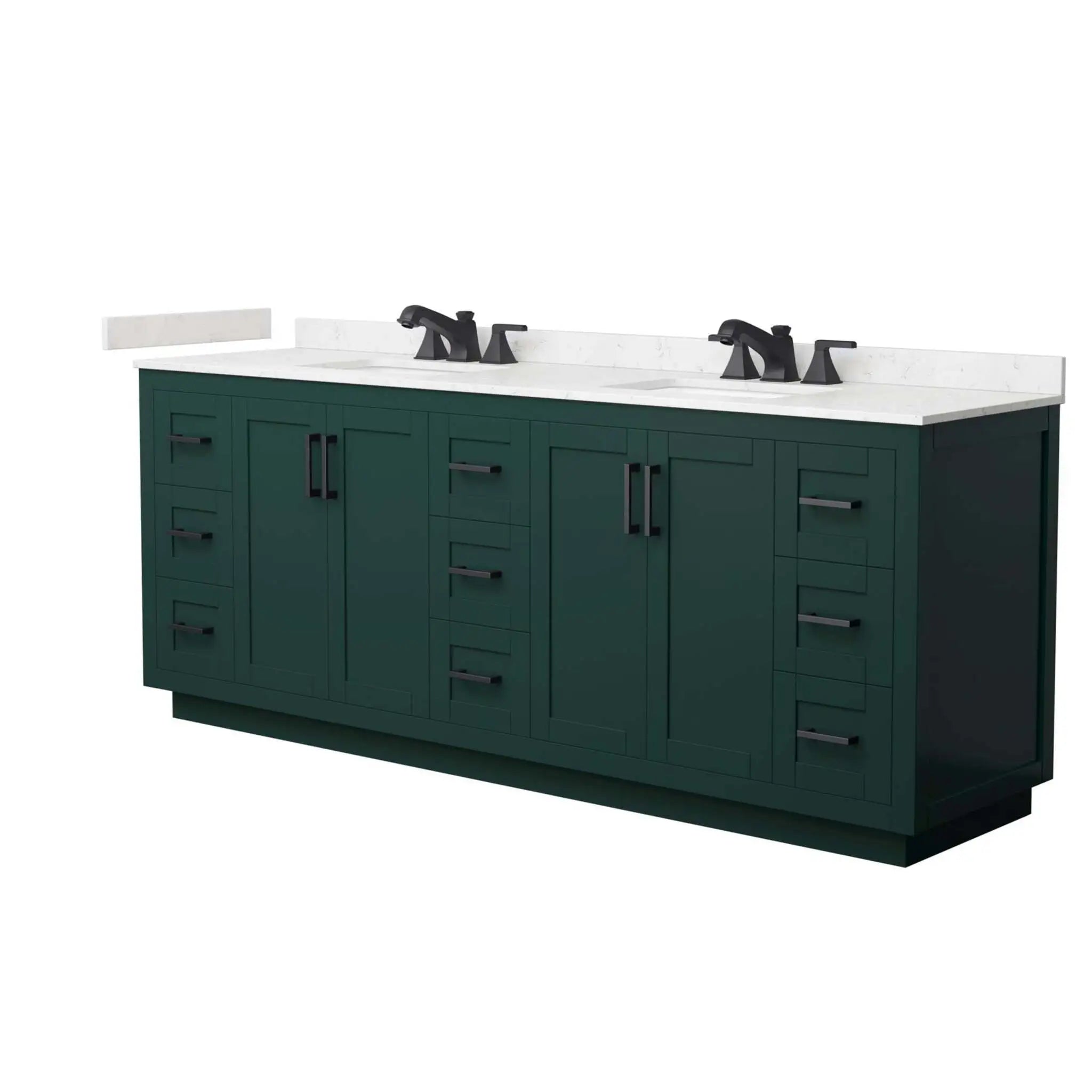 84" Miranda Double Bathroom Vanity in Green with Matte Black Trim by Wyndham