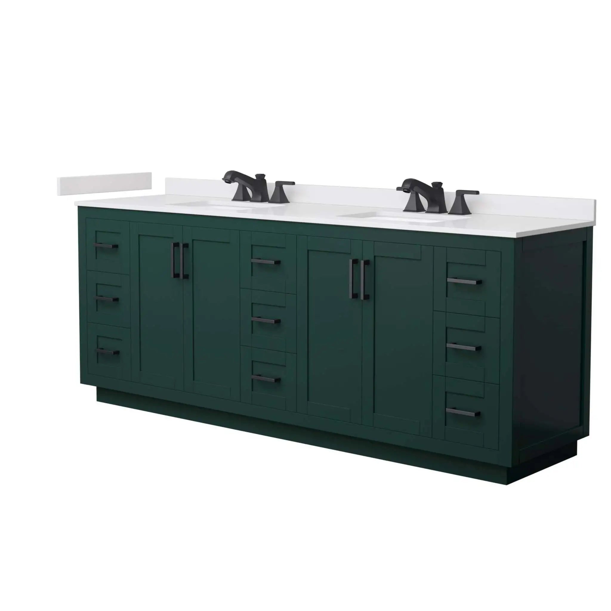 84" Miranda Double Bathroom Vanity in Green with Matte Black Trim by Wyndham