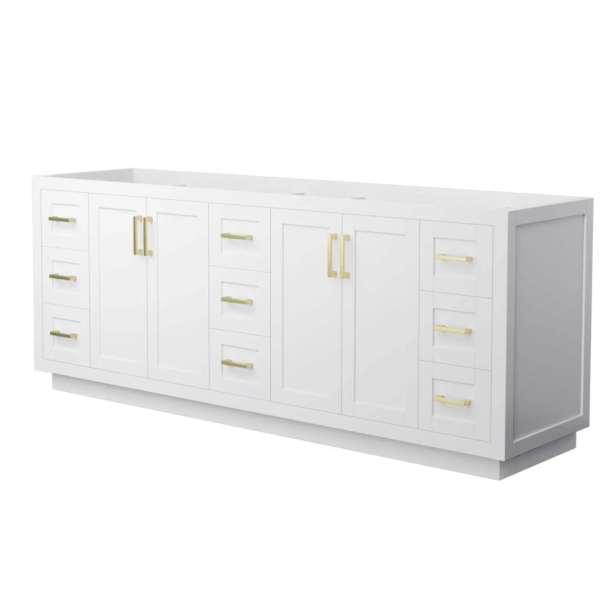 84" Miranda Double Bathroom Vanity in White with Brushed Gold Trim by Wyndham