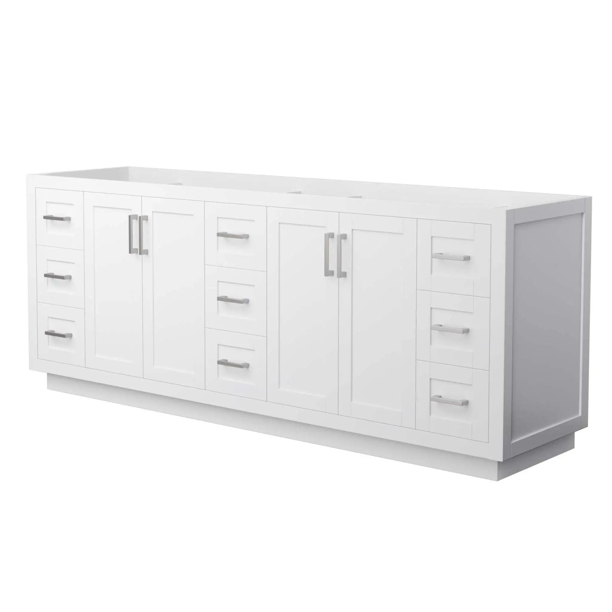 84" Miranda Double Bathroom Vanity in White with Brushed Nickel Trim by Wyndham