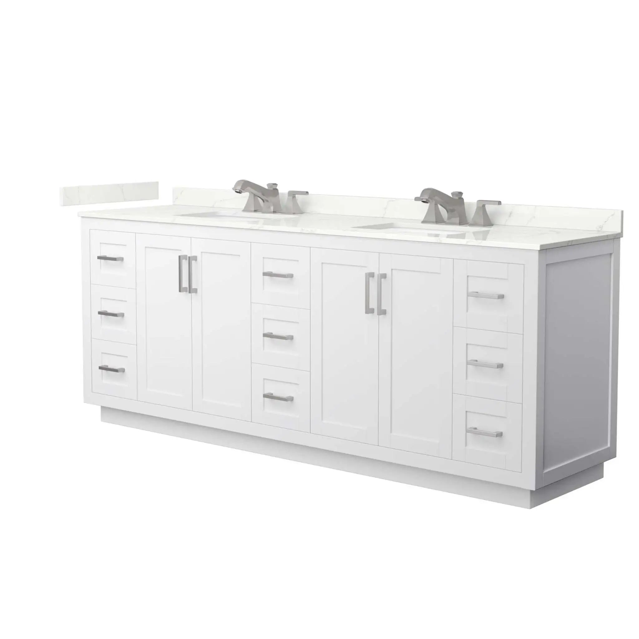 84" Miranda Double Bathroom Vanity in White with Brushed Nickel Trim by Wyndham