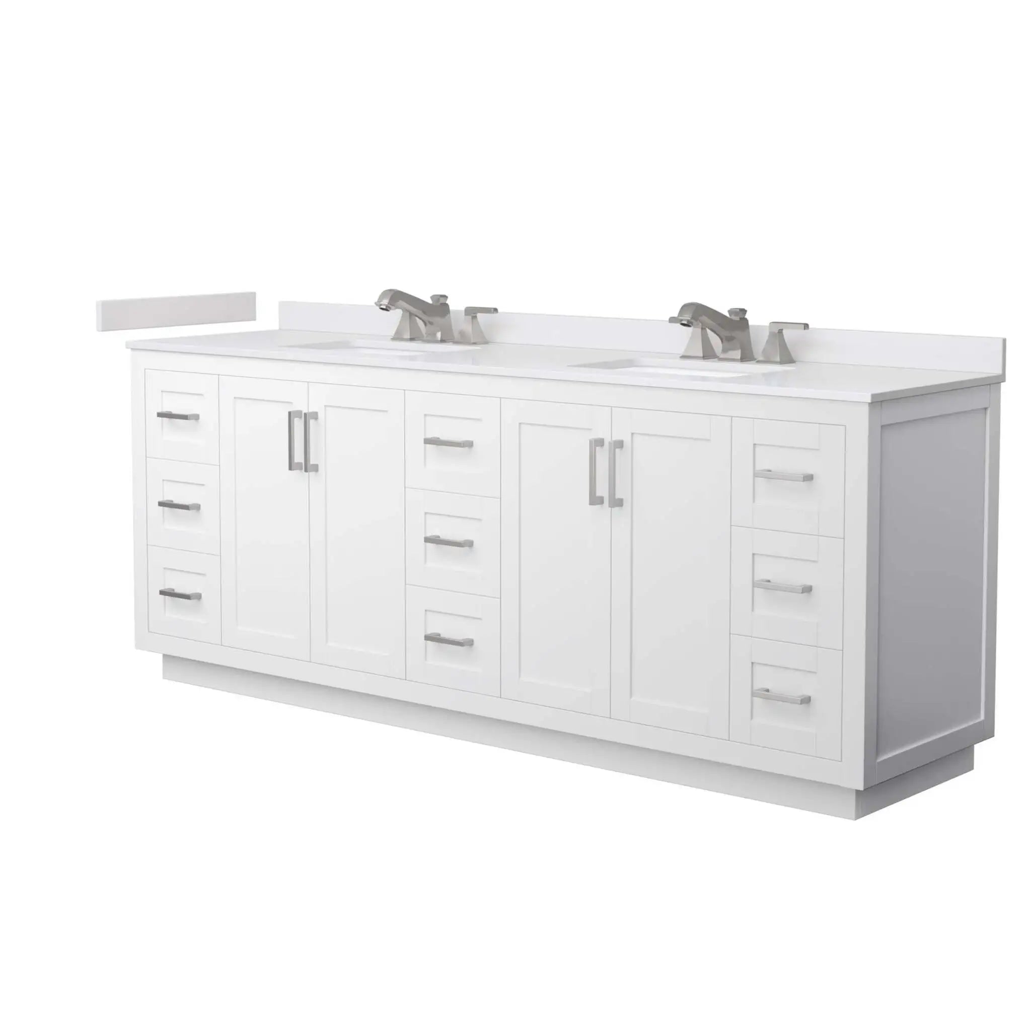 84" Miranda Double Bathroom Vanity in White with Brushed Nickel Trim by Wyndham