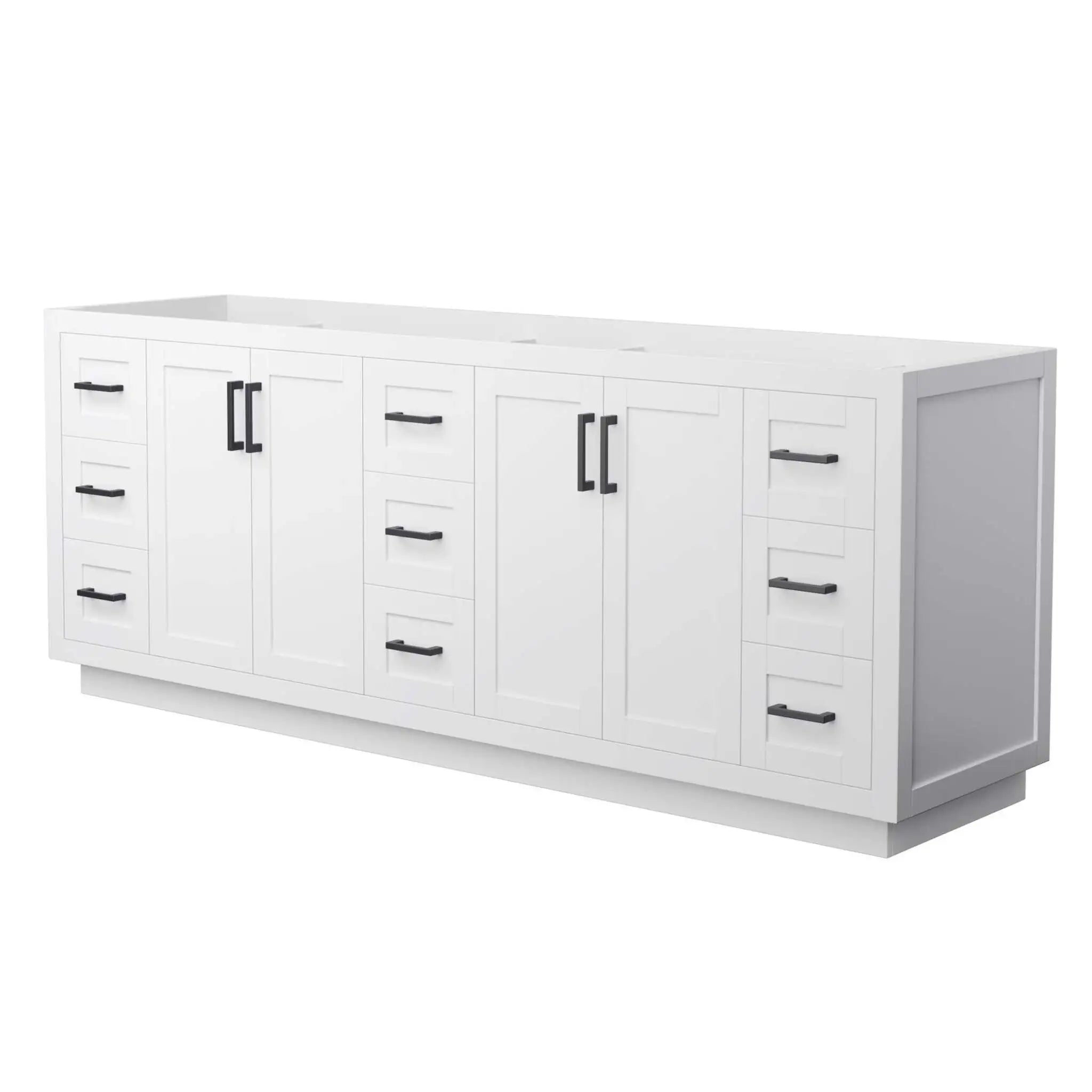 84" Miranda Double Bathroom Vanity in White with Matte Black Trim by Wyndham