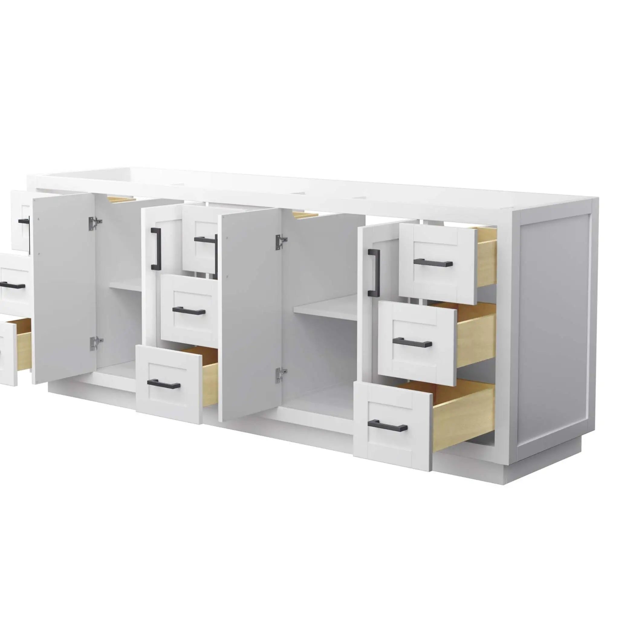 84" Miranda Double Bathroom Vanity in White with Matte Black Trim by Wyndham
