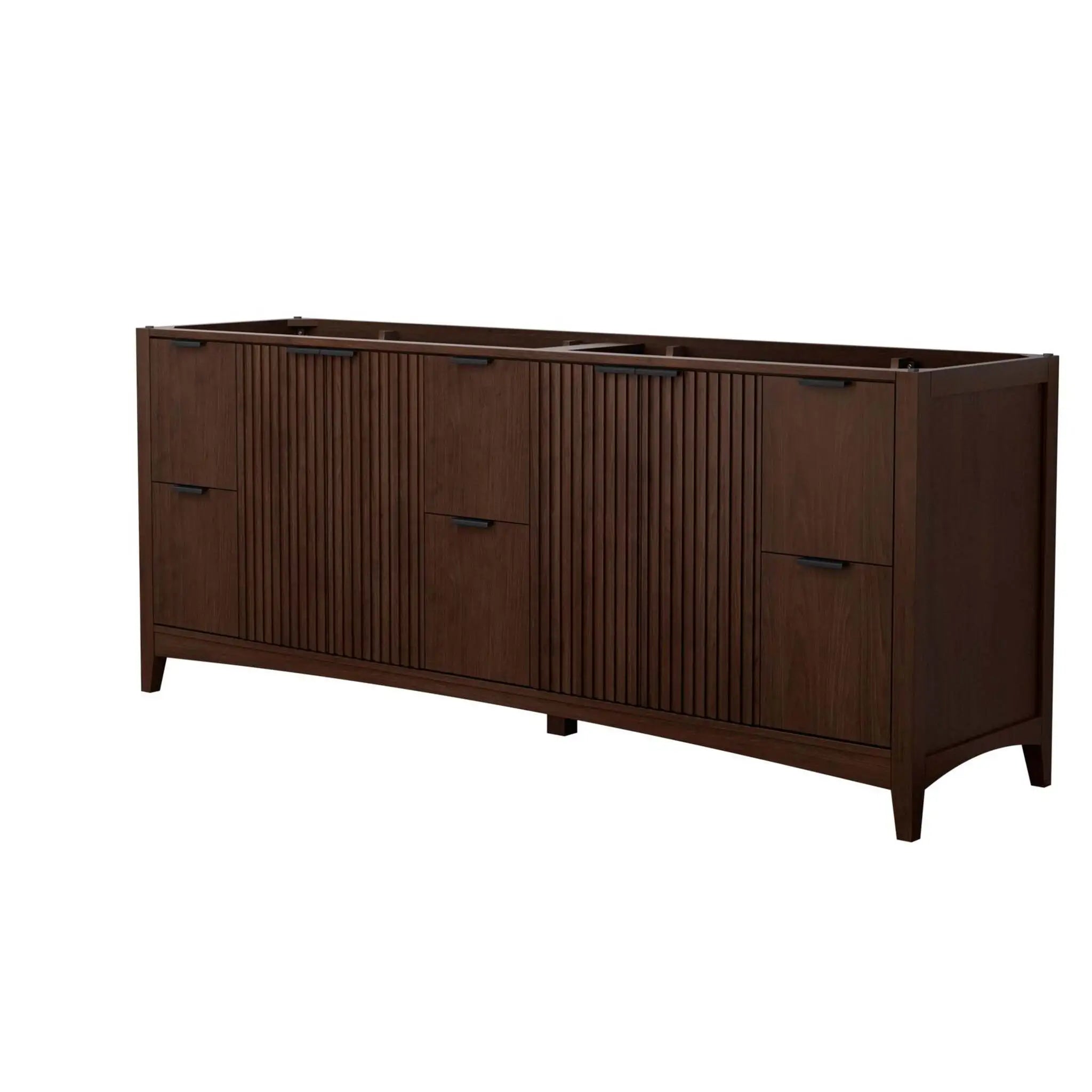 84" Palmilla Double Bathroom Vanity in Dark Walnut with Matte Black Trim by Wyndham