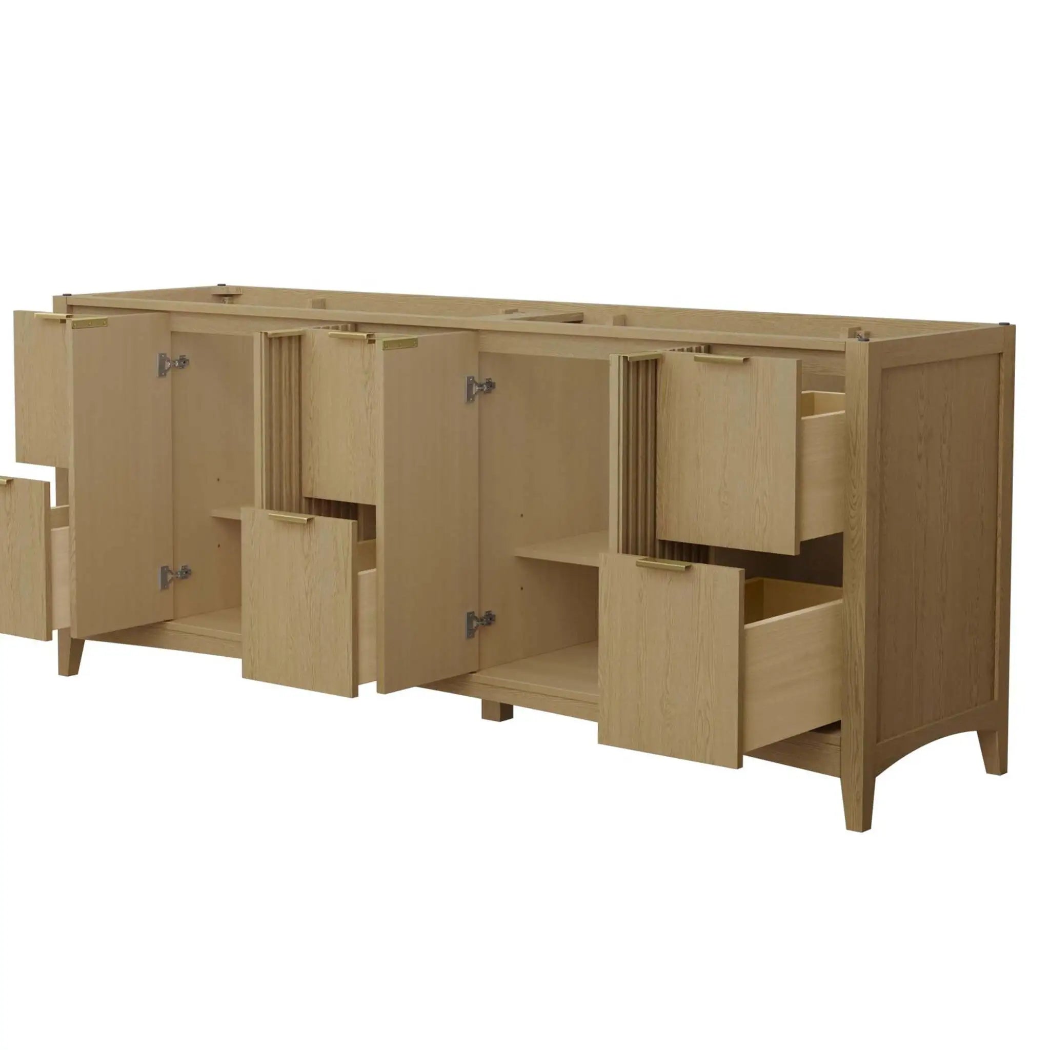 84" Palmilla Double Bathroom Vanity in Natural Oak with Brushed Gold Trim by Wyndham