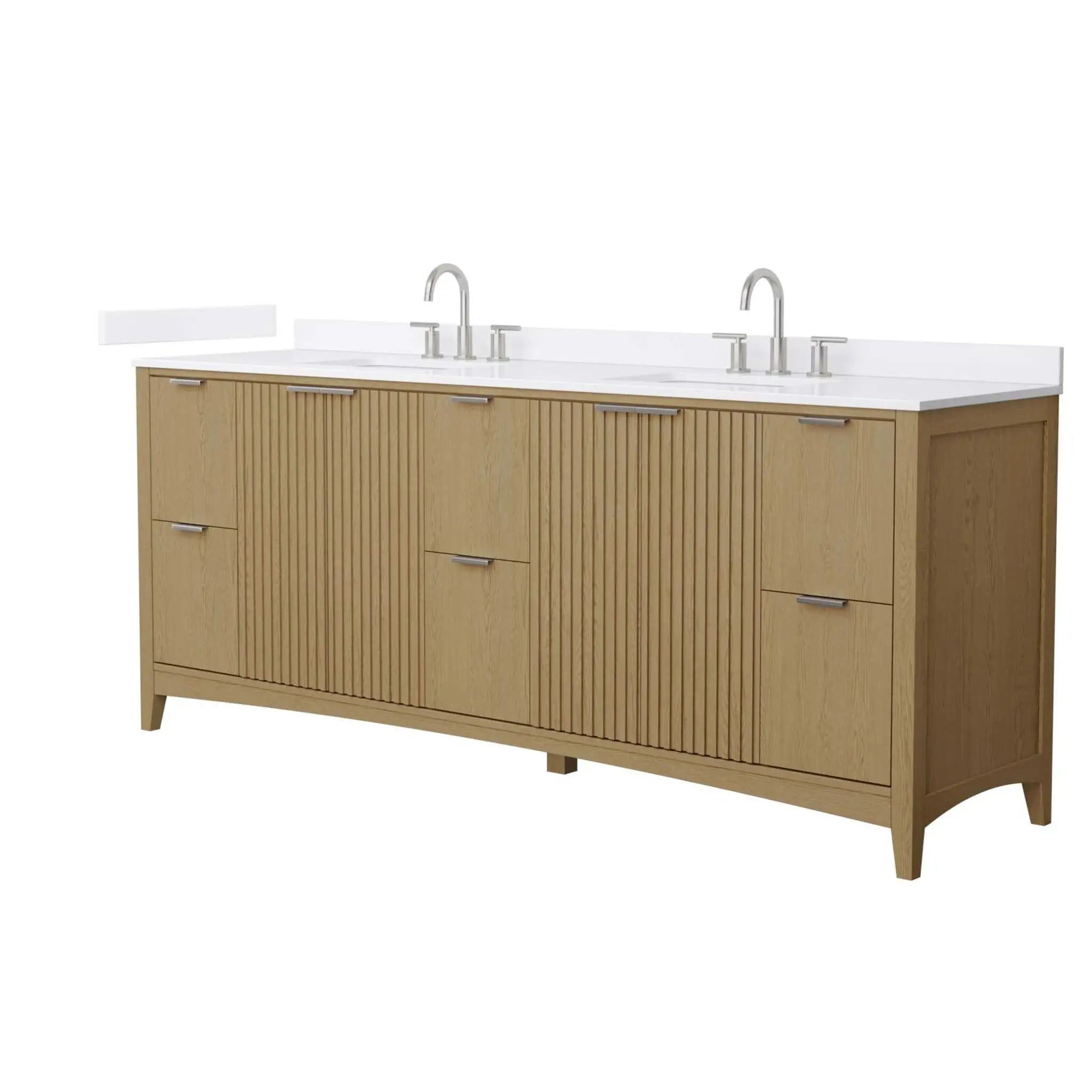 84" Palmilla Double Bathroom Vanity in Natural Oak with Brushed Nickel Trim by Wyndham