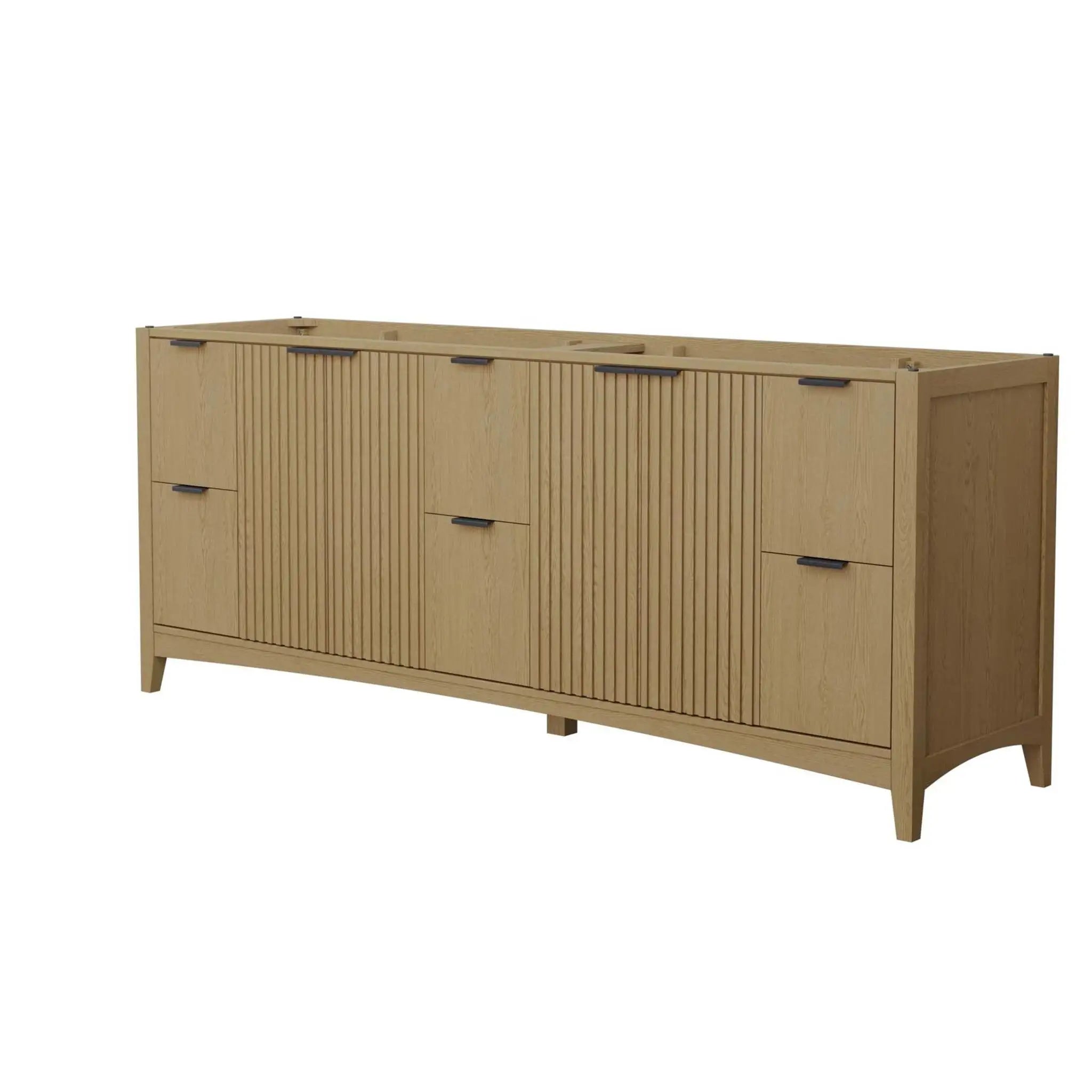 84" Palmilla Double Bathroom Vanity in Natural Oak with Matte Black Trim by Wyndham