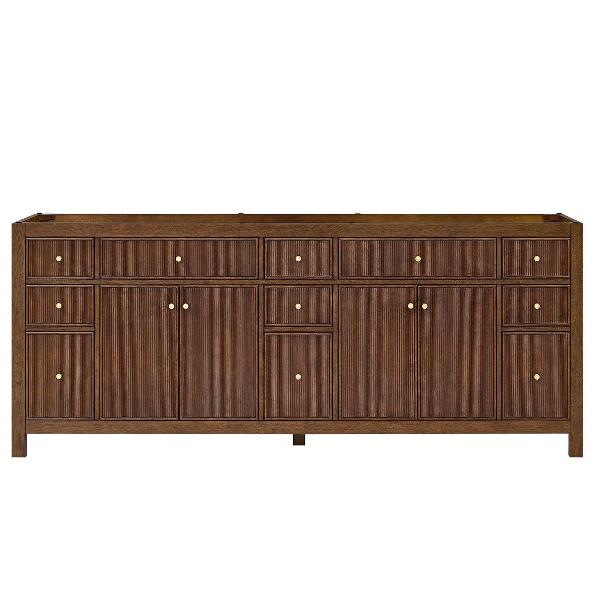 84" Pendry Double Bathroom Vanity Dark Walnut Brushed Gold Trim by wyndham View 33