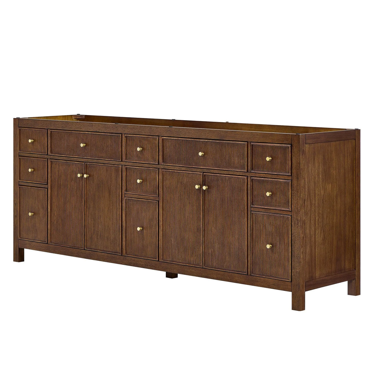 84" Pendry Double Bathroom Vanity Dark Walnut Brushed Gold Trim by wyndham View 36