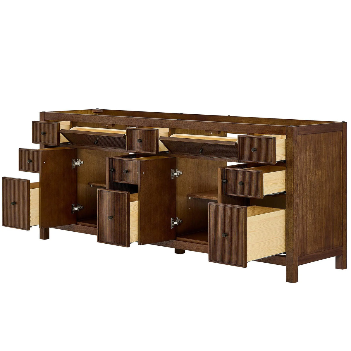 84" Pendry Double Bathroom Vanity Dark Walnut Matte Black Trim by wyndham View 35