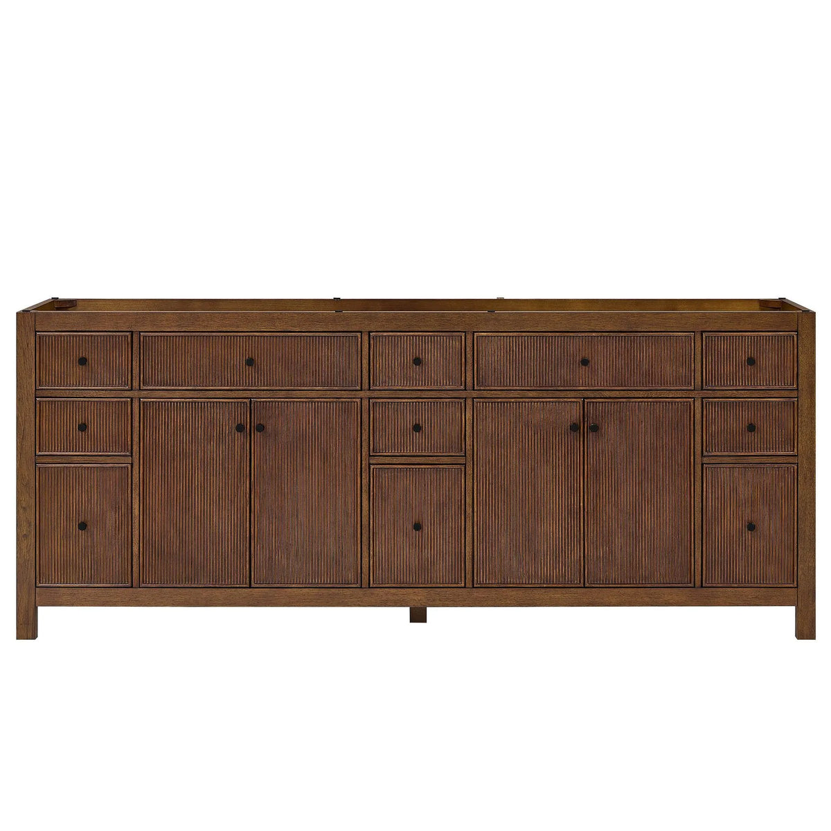 84" Pendry Double Bathroom Vanity Dark Walnut Matte Black Trim by wyndham View 33