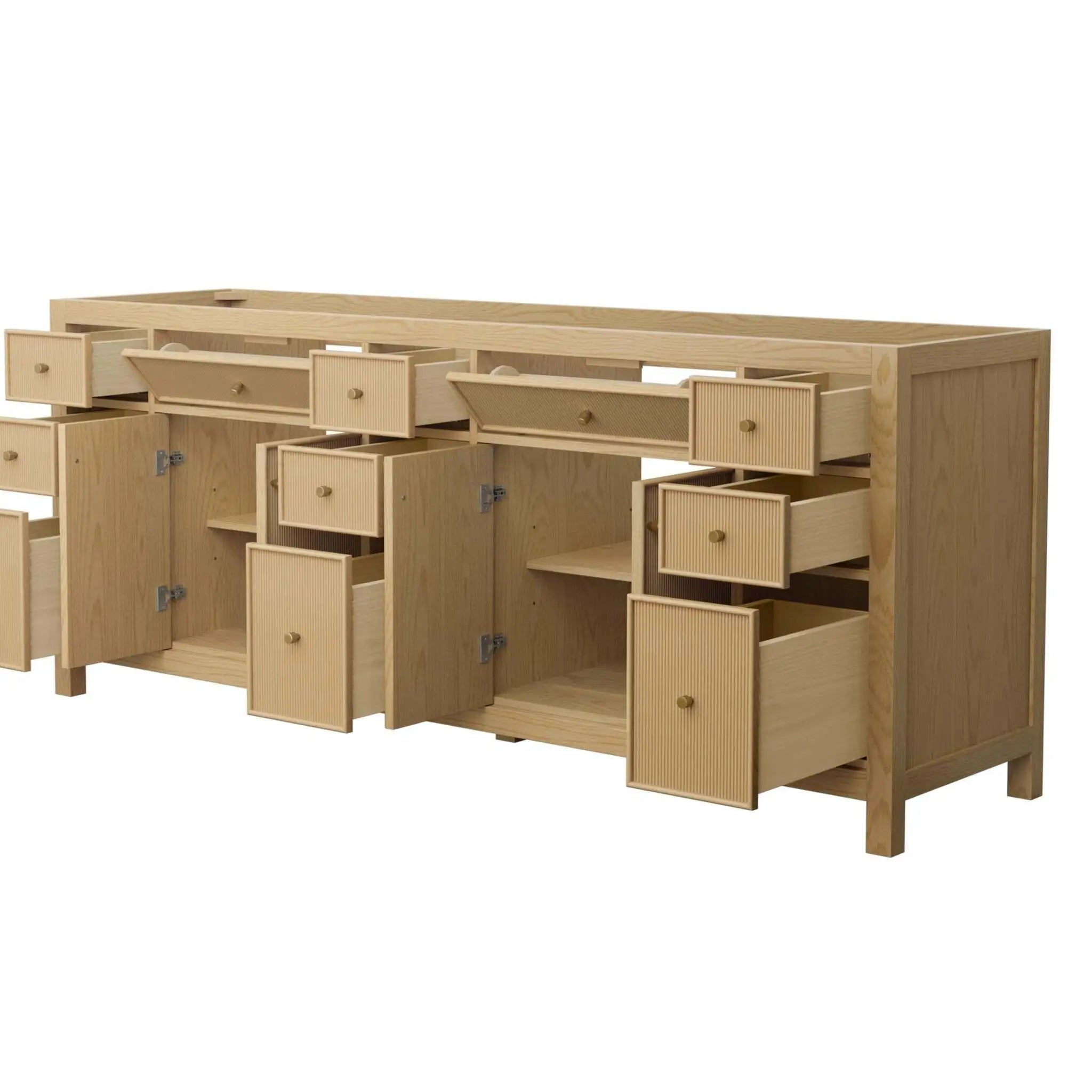 84" Pendry Double Bathroom Vanity in Tanned Oak with Brushed Gold Trim by Wyndham