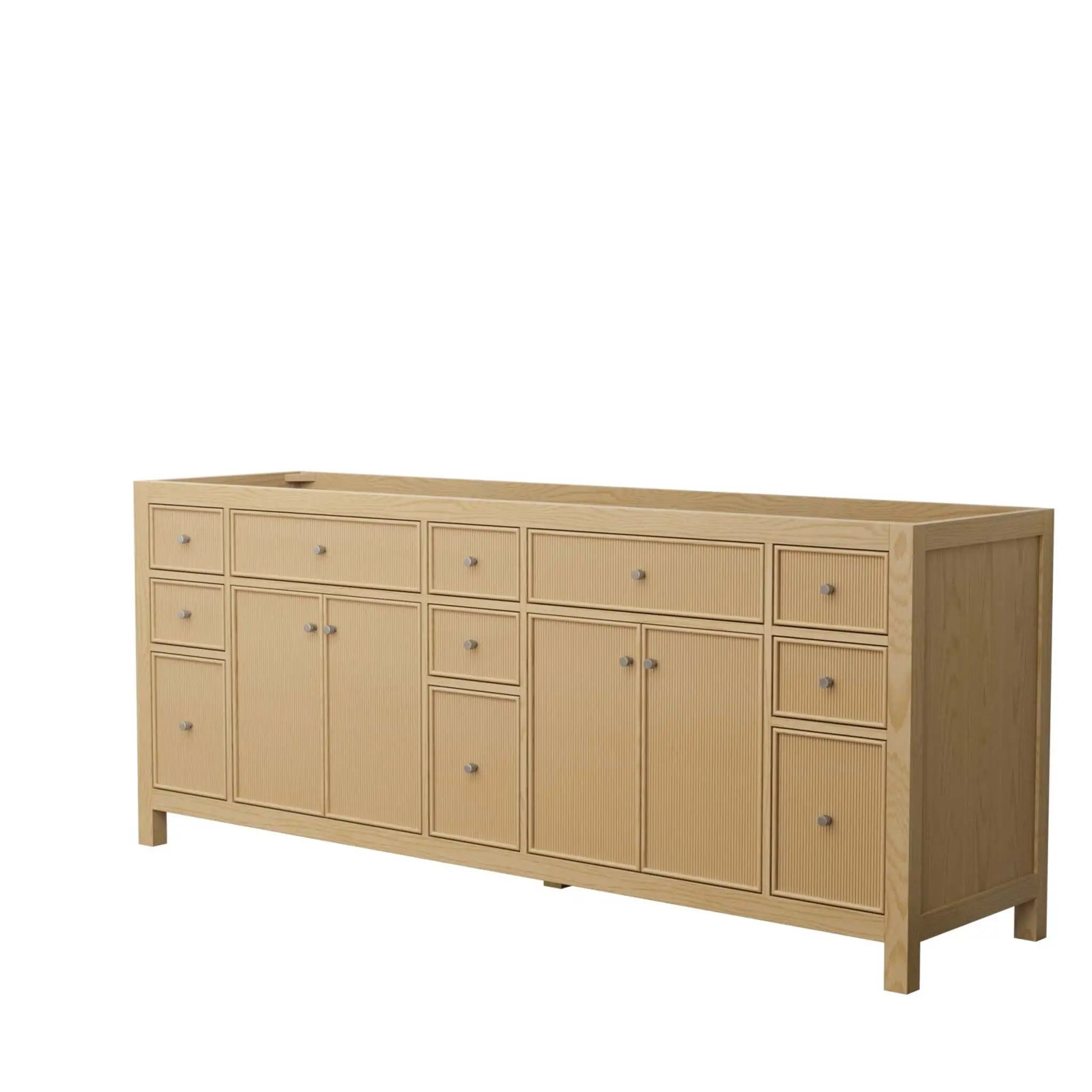 84" Pendry Double Bathroom Vanity in Tanned Oak with Brushed Nickel Trim by Wyndham