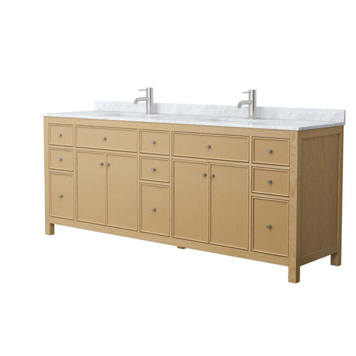 84" Pendry Double Bathroom Vanity in Tanned Oak with Brushed Nickel Trim by Wyndham