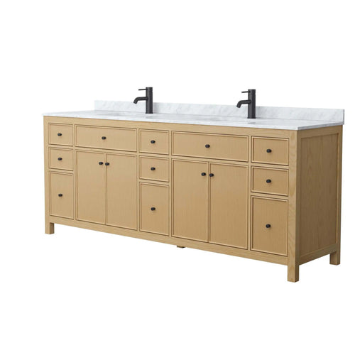 84" Pendry Double Bathroom Vanity in Tanned Oak with Matte Black Trim by Wyndham