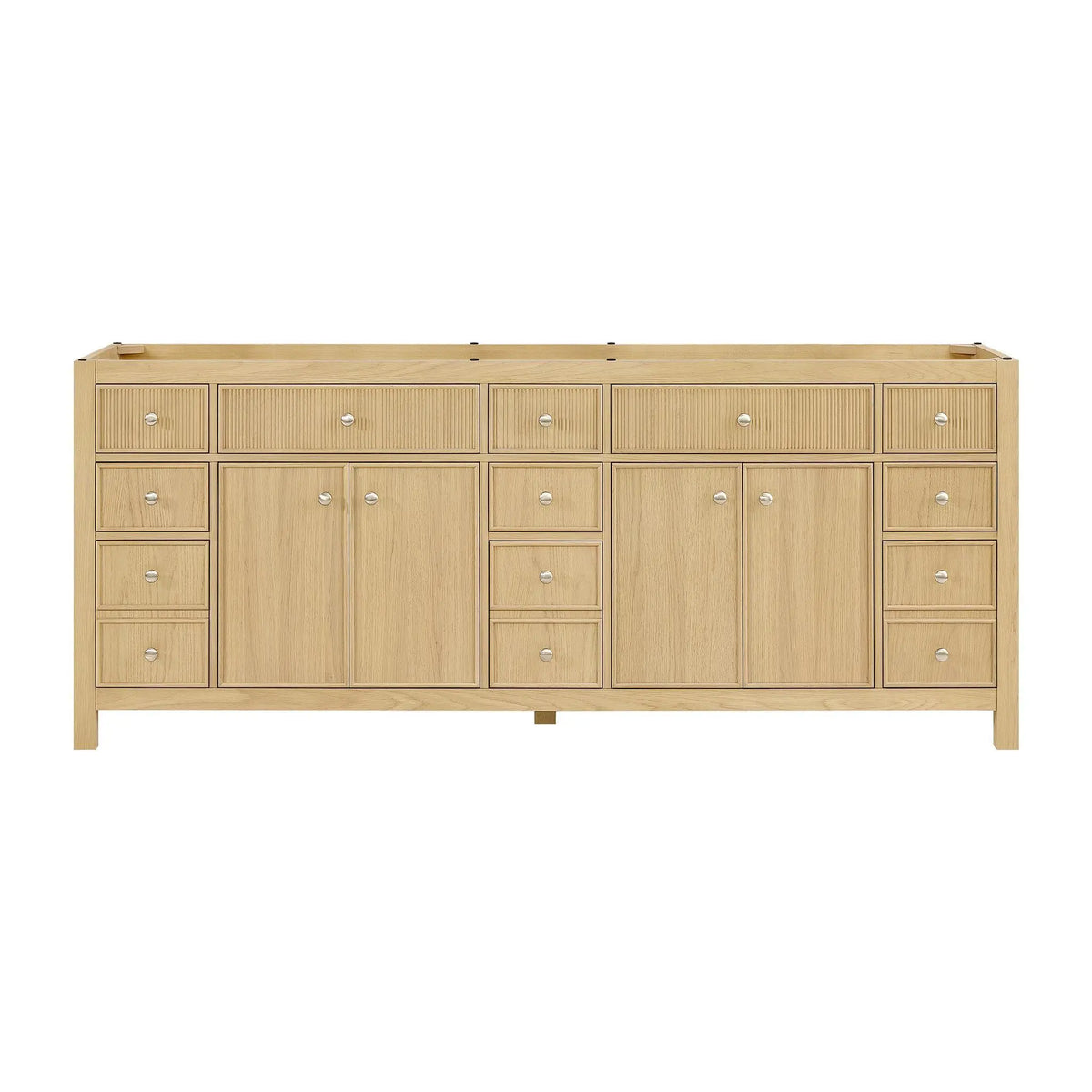 84" Rian Double Bathroom Vanity Scandinavian Oak Brushed Nickel Trim by wyndham View 17