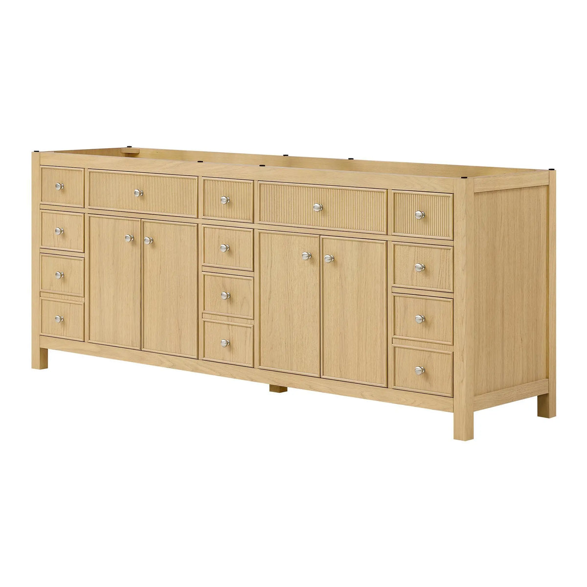 84" Rian Double Bathroom Vanity Scandinavian Oak Brushed Nickel Trim by wyndham View 20