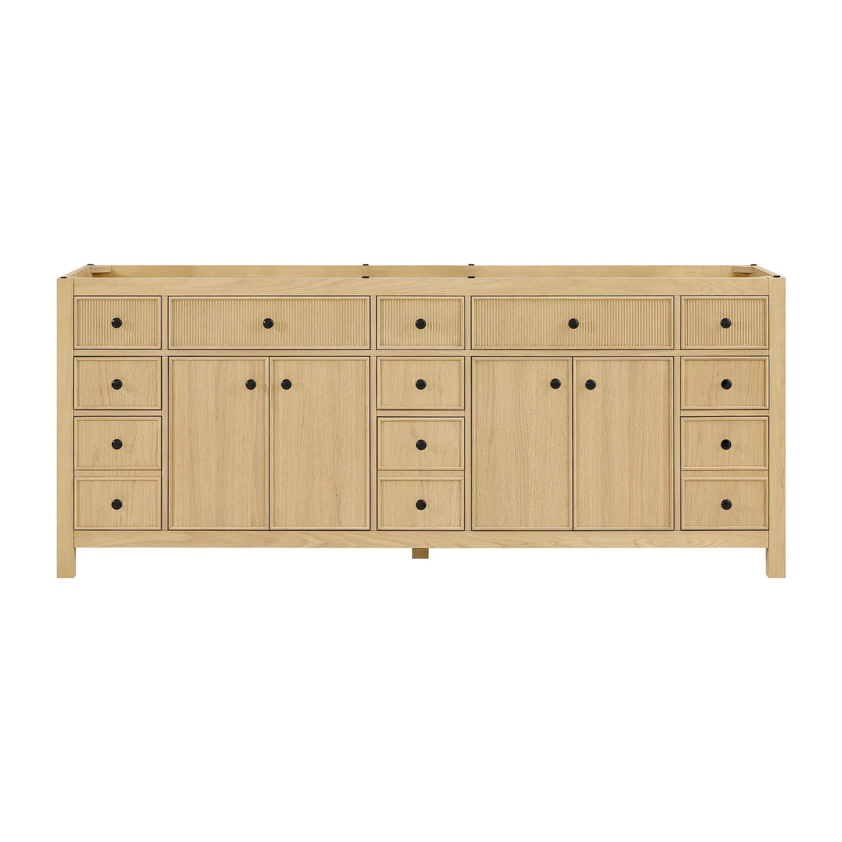 84" Rian Double Bathroom Vanity Scandinavian Oak Matte Black Trim by wyndham View 17