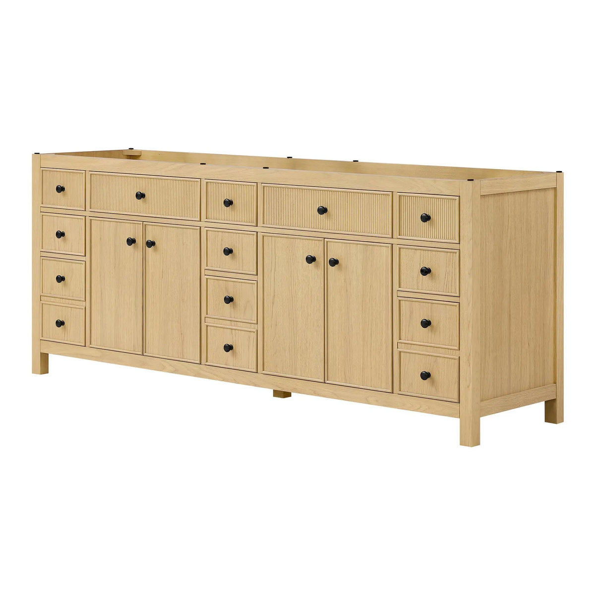 84" Rian Double Bathroom Vanity Scandinavian Oak Matte Black Trim by wyndham View 20