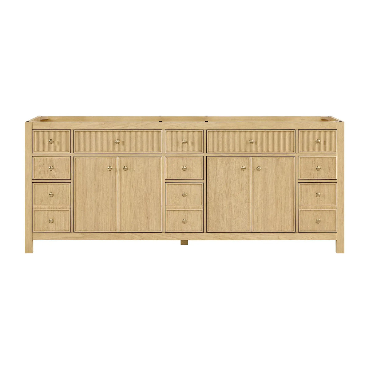 84" Rian Double Bathroom Vanity Scandinavian Oak Satin Bronze Trim by wyndham View 17