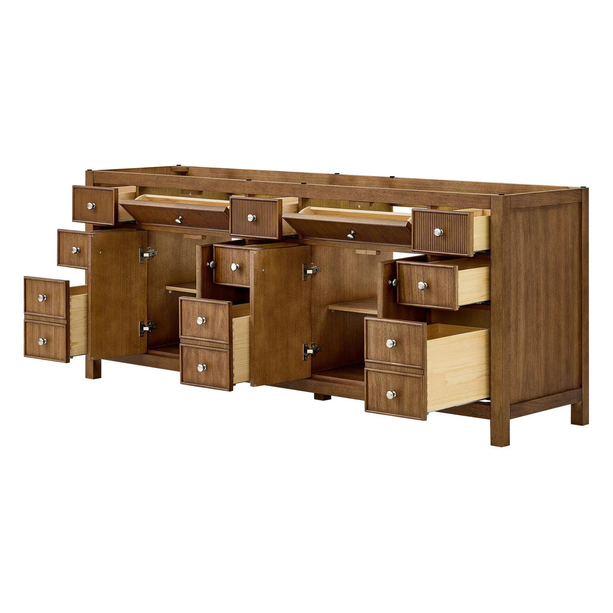 84" Rian Double Bathroom Vanity Toasted Walnut Brushed Nickel Trim by wyndham View 18