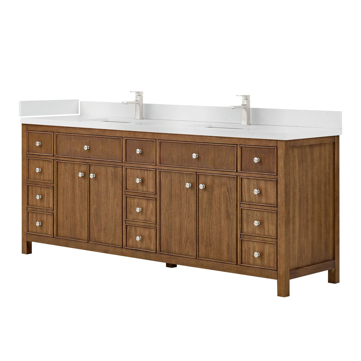 84" Rian Double Bathroom Vanity Toasted Walnut Brushed Nickel Trim by wyndham View 9