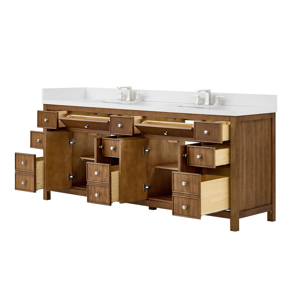 84" Rian Double Bathroom Vanity Toasted Walnut Brushed Nickel Trim by wyndham View 15